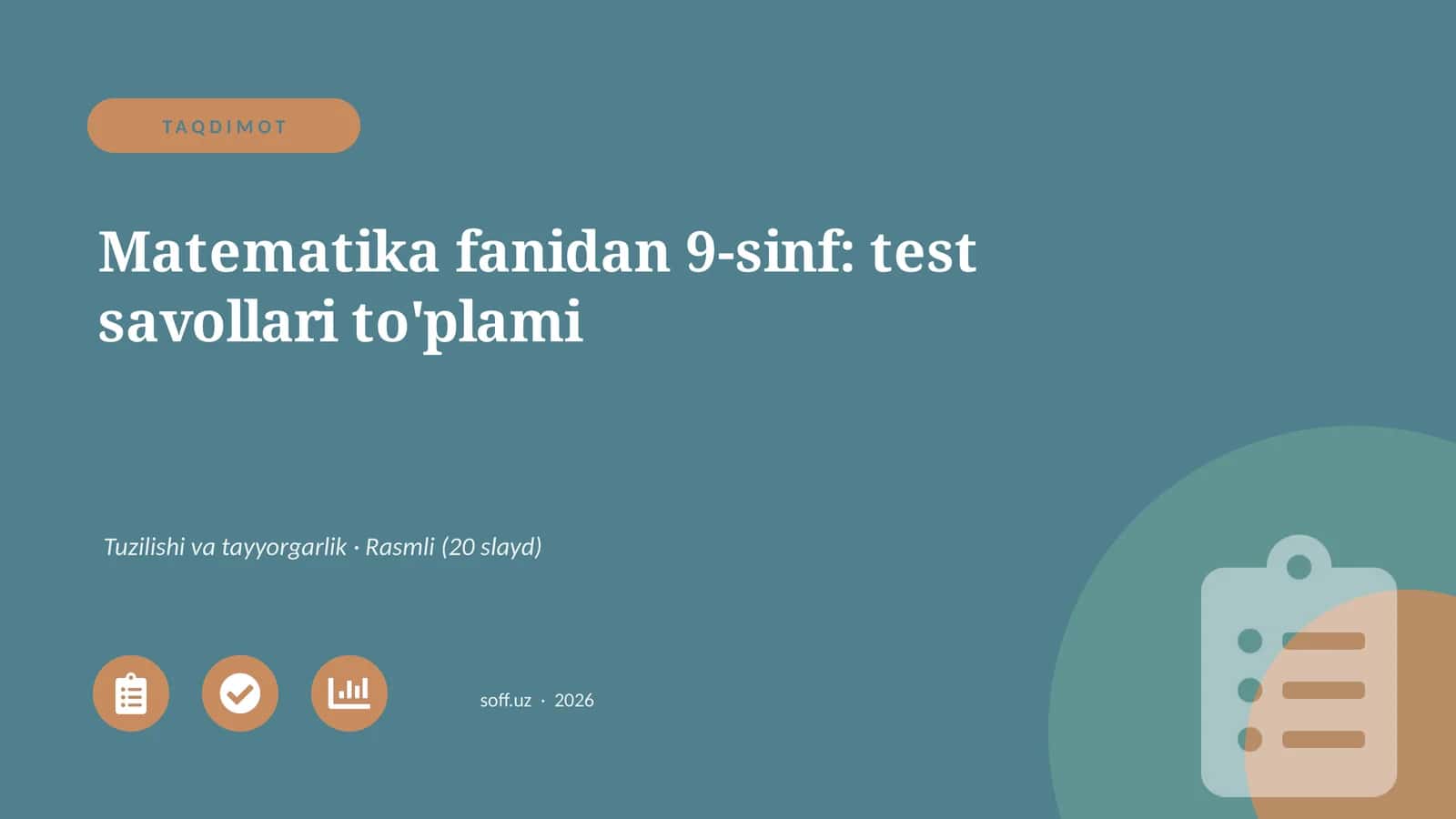 Matematika fanidan 9-sinf: test savollari to'plami 1