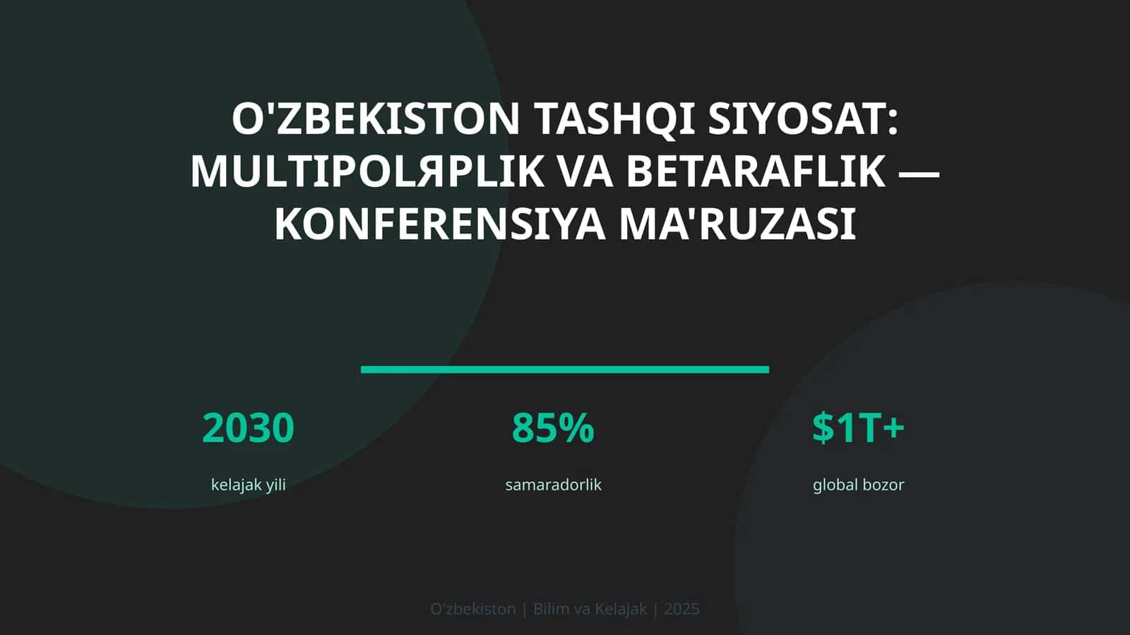 O'zbekiston Tashqi Siyosat: Multipolяrlik va Betaraflik - Konferensiya Ma'ruzasi 1