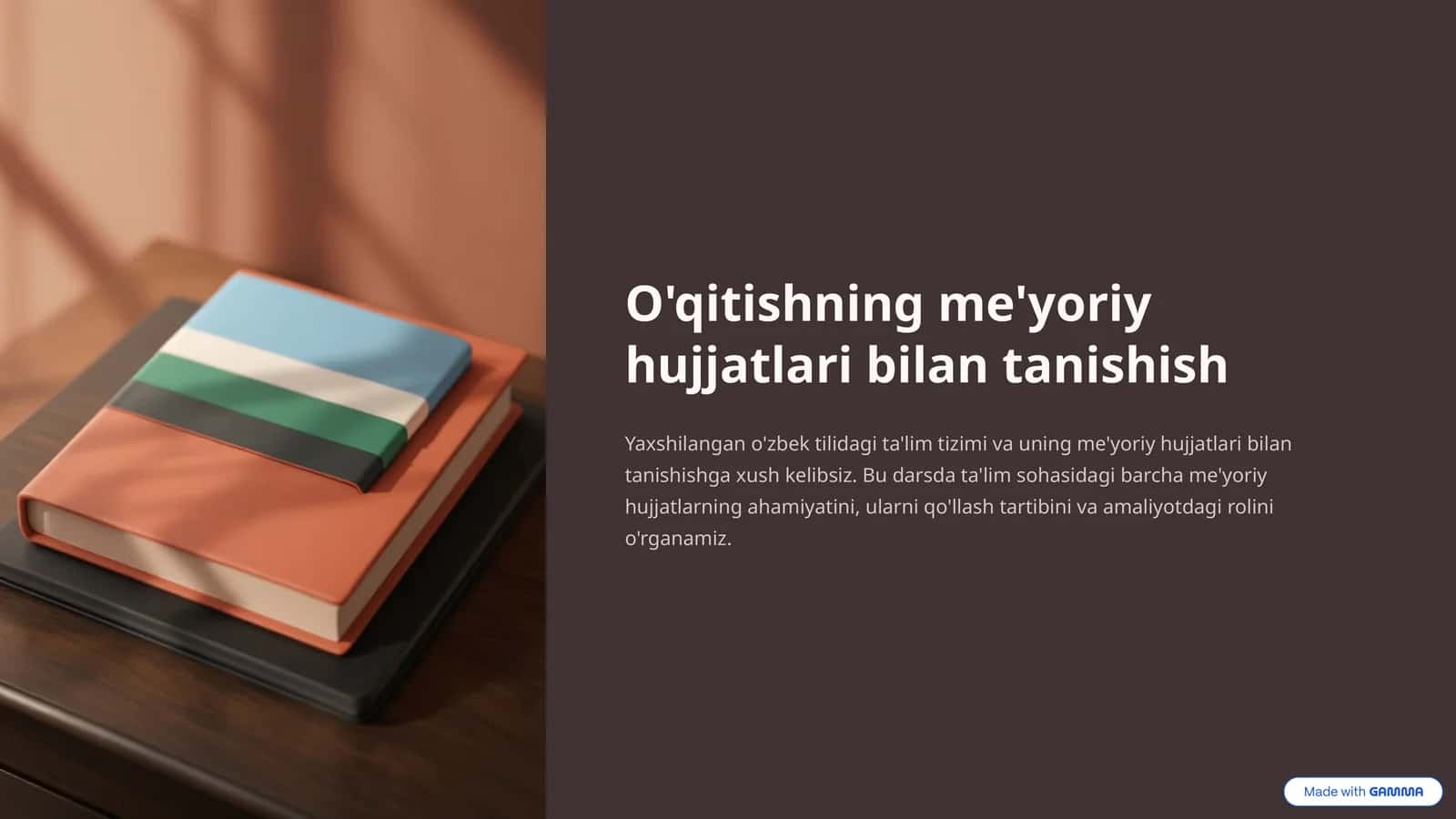 O'qitishning me'yoriy hujjatlari bilan tanishish 1