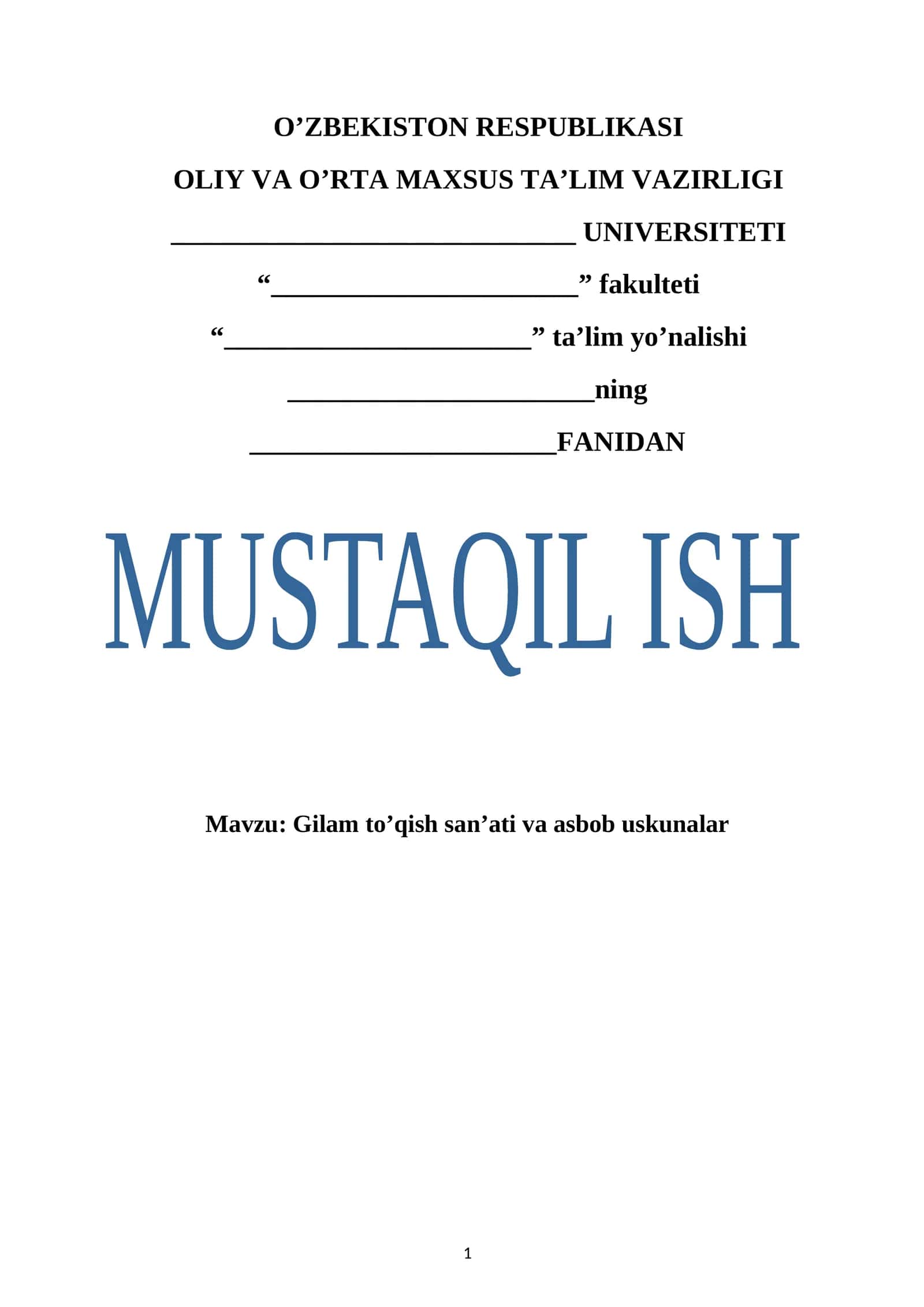 Gilam to’qish san’ati va asbob uskunalar 1