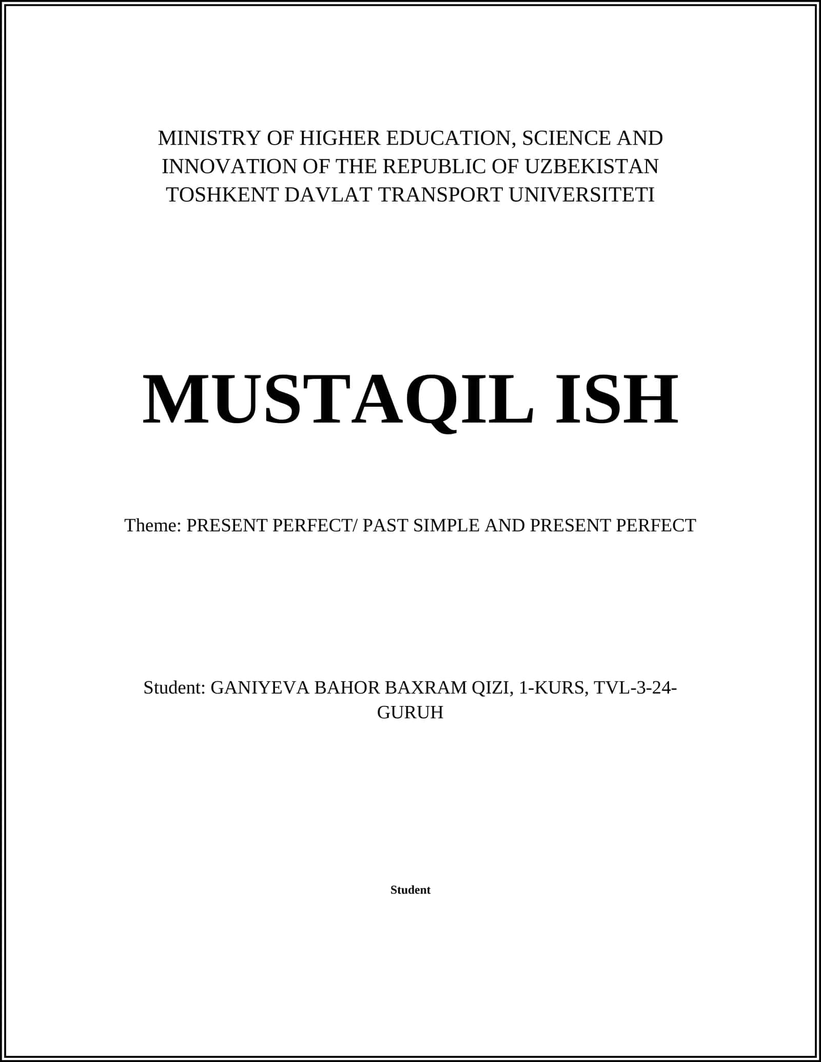 MUSTAQIL ISH 1