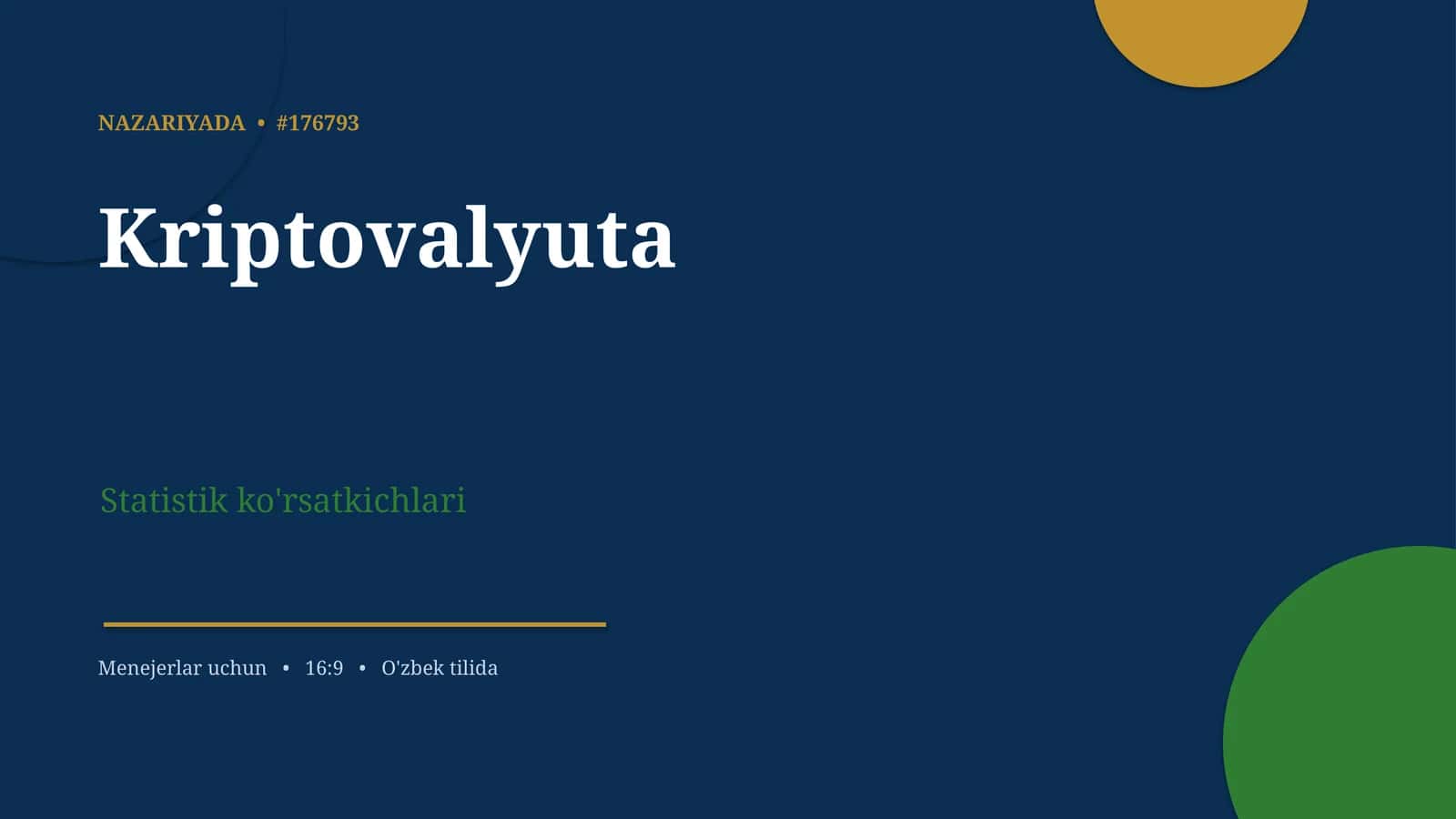 Kriptovalyuta Statistik ko'rsatkichlari 1