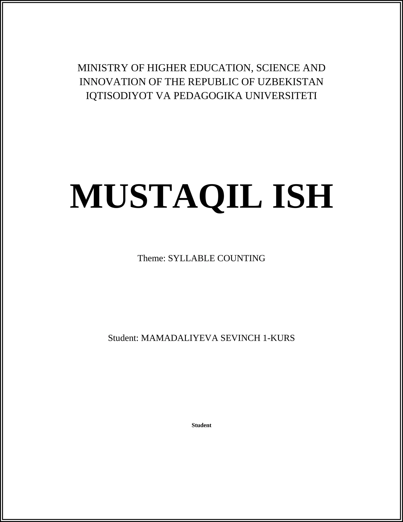 SYLLABLE COUNTING 1