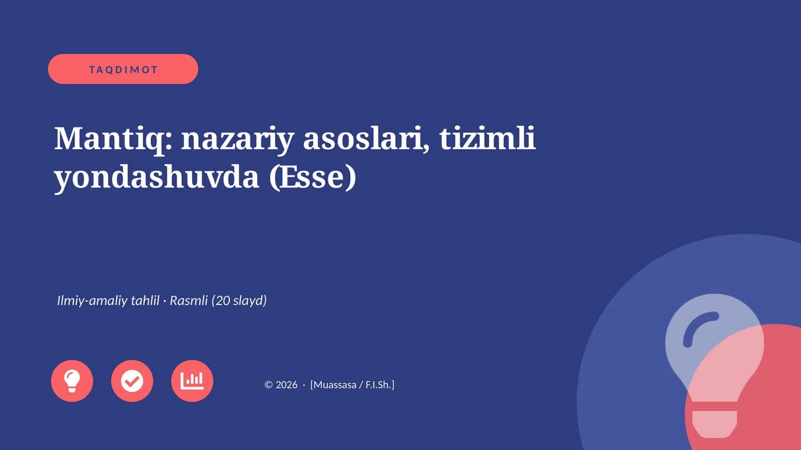 Mantiq: nazariy asoslari, tizimli yondashuvda (Esse) 1