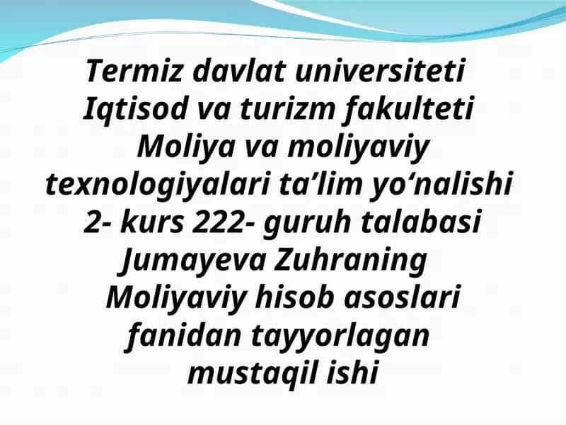 Moliyaviy hisob asoslari 1