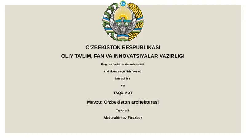 Oʻzbekiston arxitekturasi 1