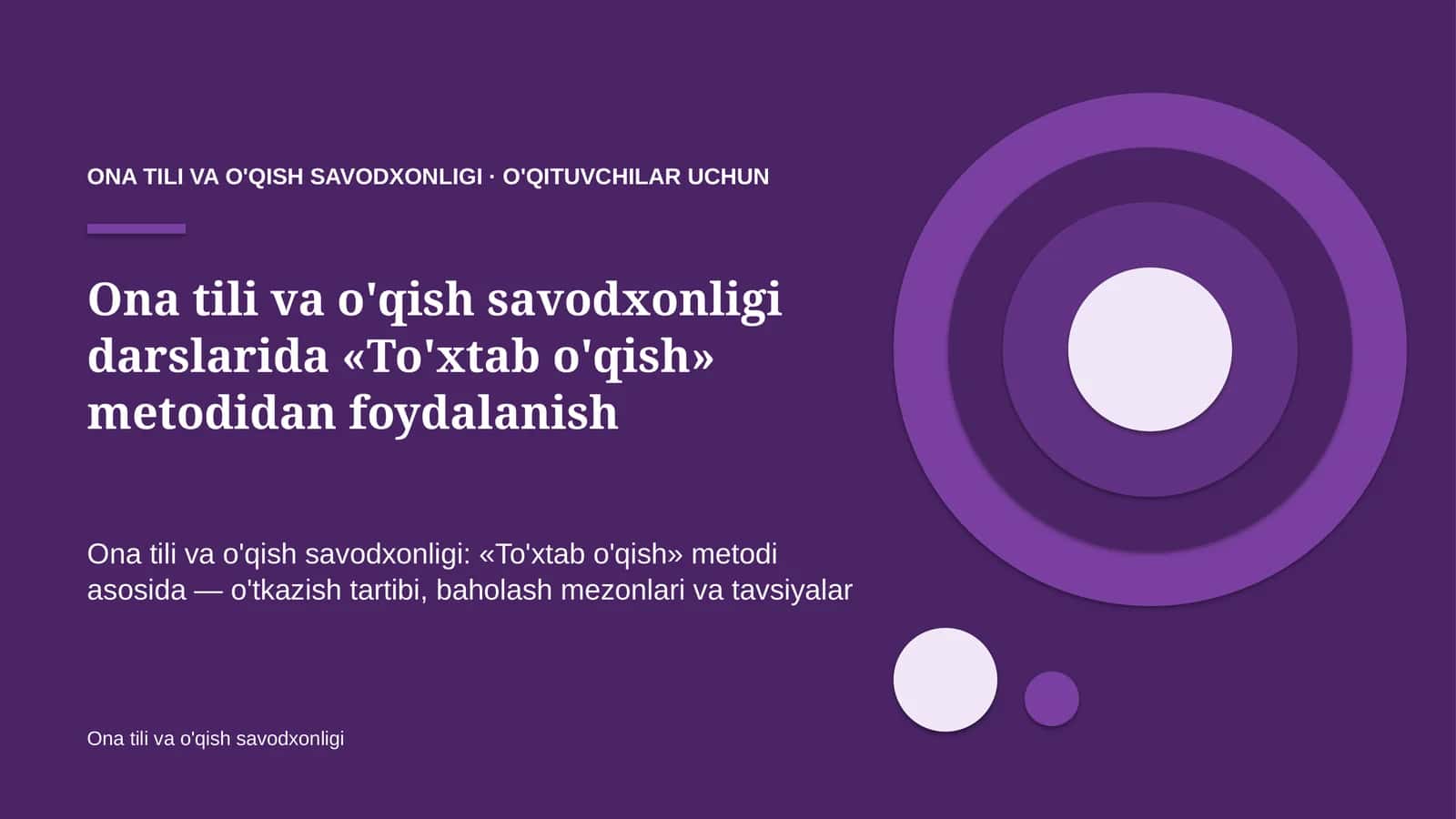 ona tili va o'qish savodxonligi darslarida to'xtab o'qish metodidan foydalanish 2818 1