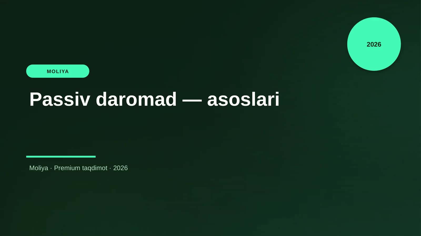 Passiv daromad — asoslari 1