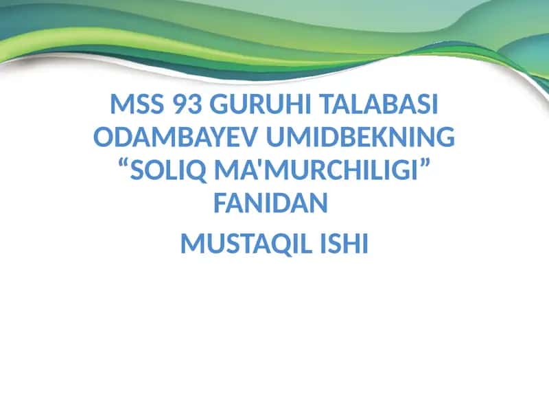 Soliq ma'muriyat chiligi 1