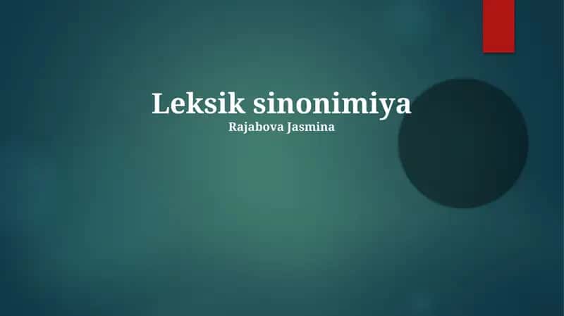 Leksik sinonimiya 1