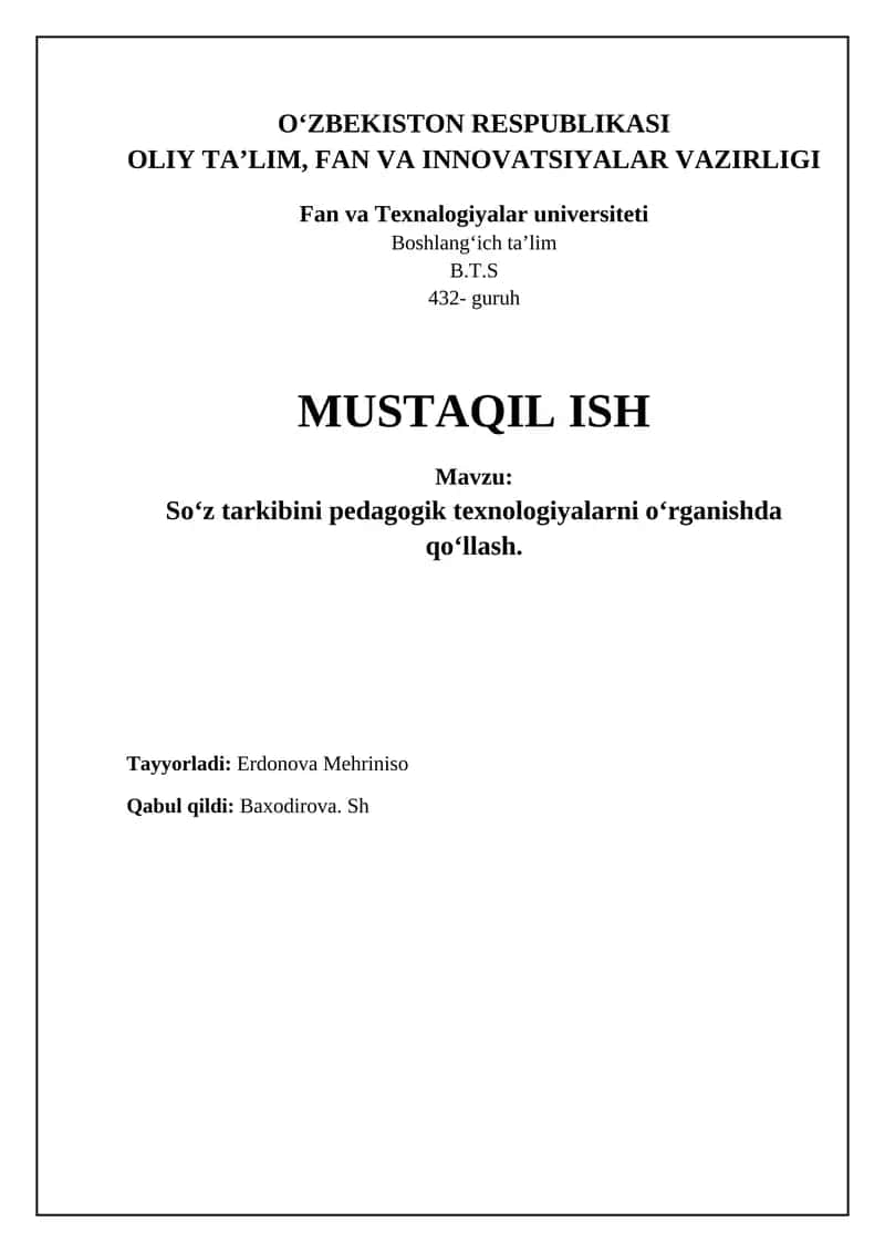 So‘z tarkibini pedagogik texnologiyalarni o‘rganishda qo‘llash 1