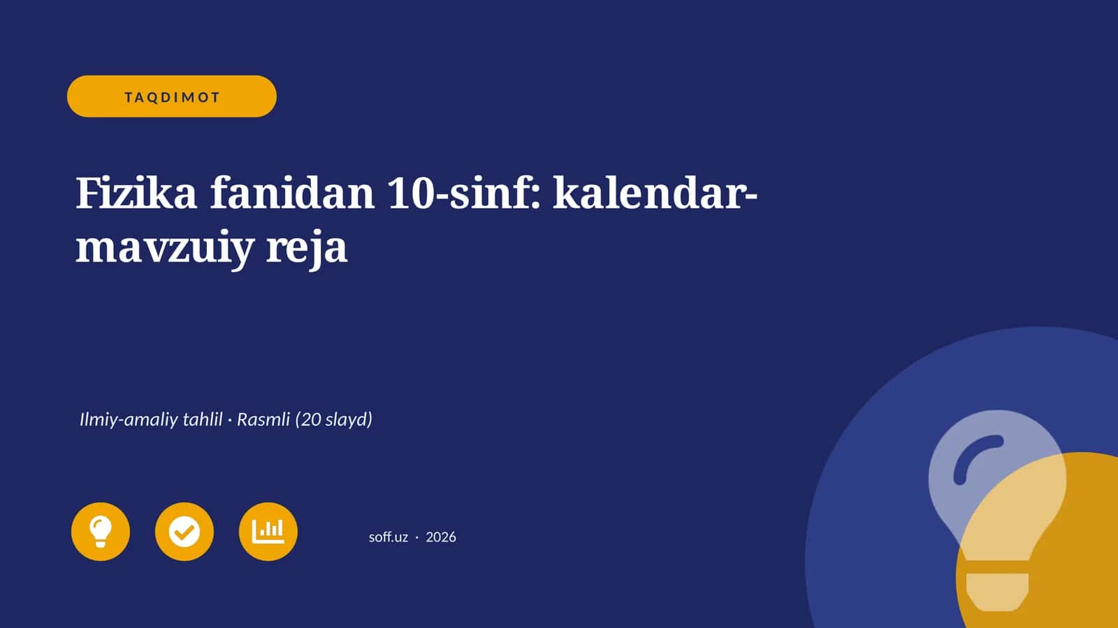 Fizika fanidan 10-sinf: kalendar-mavzuiy reja 1