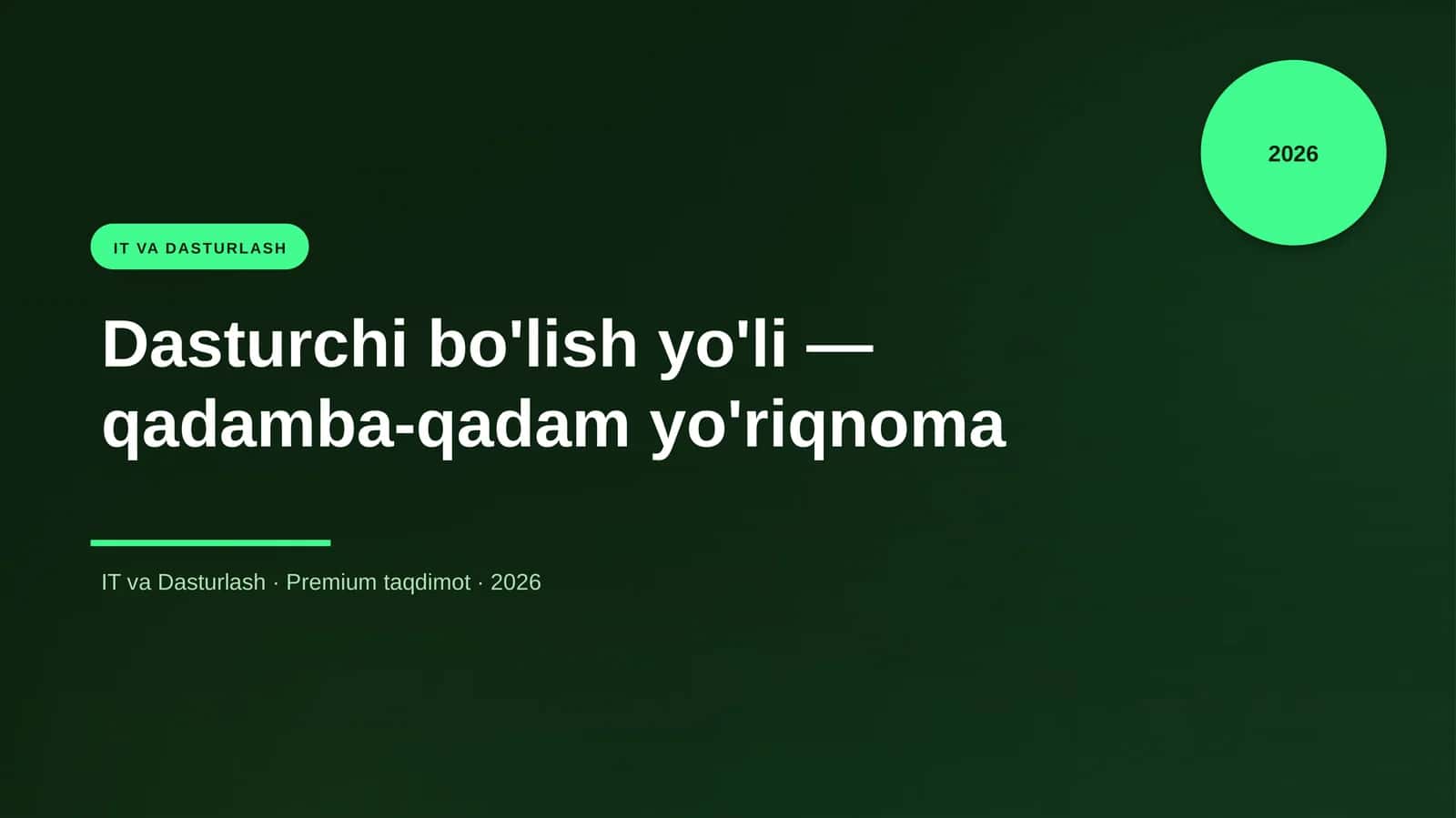 Dasturchi bo'lish yo'li — qadamba-qadam yo'riqnoma 1