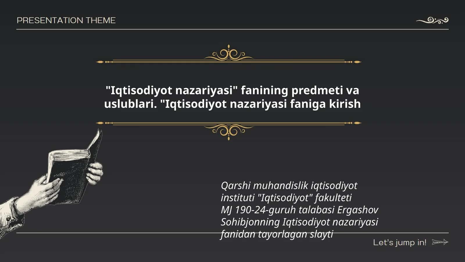 Iqtisodiyot nazariyasi fanidan tayorlagan slayt 1