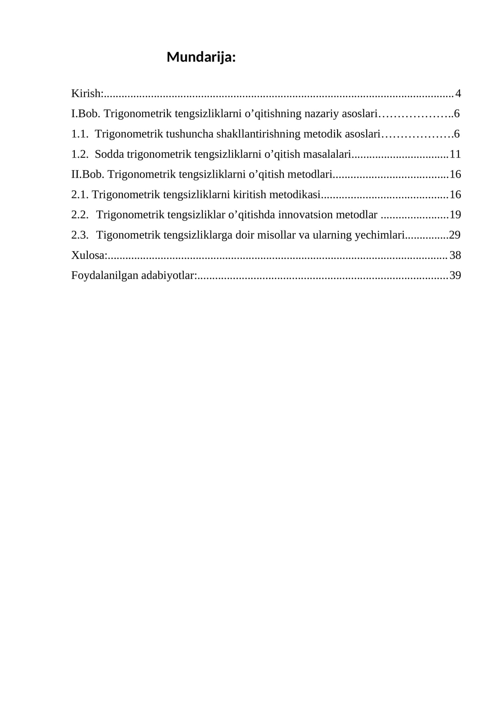 Trigonometrik tengsizliklarni o’qitishning nazariy asoslari va metodlari 1