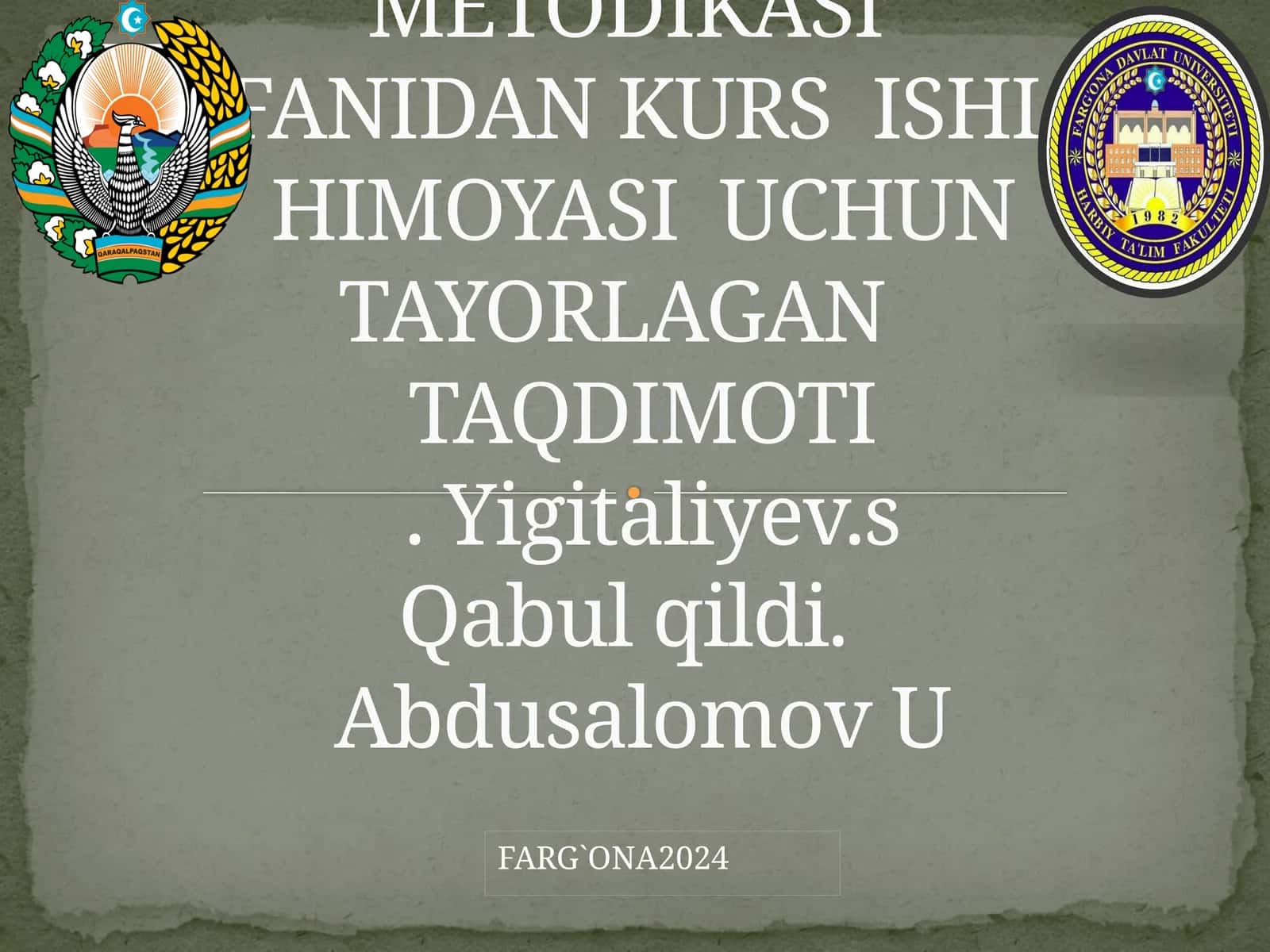 Qo’zg'almas hamda paydo bo’luvchi nishonlarga joydan turib va harakat holatlarida o’q otish 1