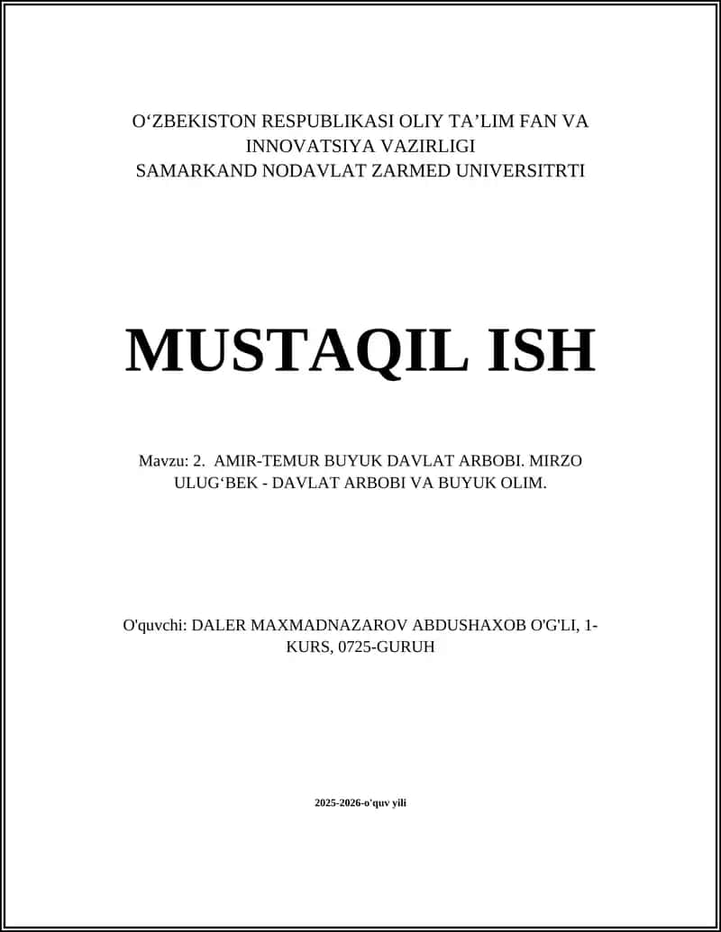 AMIR-TEMUR BUYUK DAVLAT ARBOBI. MIRZO ULUG‘BEK - DAVLAT ARBOBI VA BUYUK OLIM 1