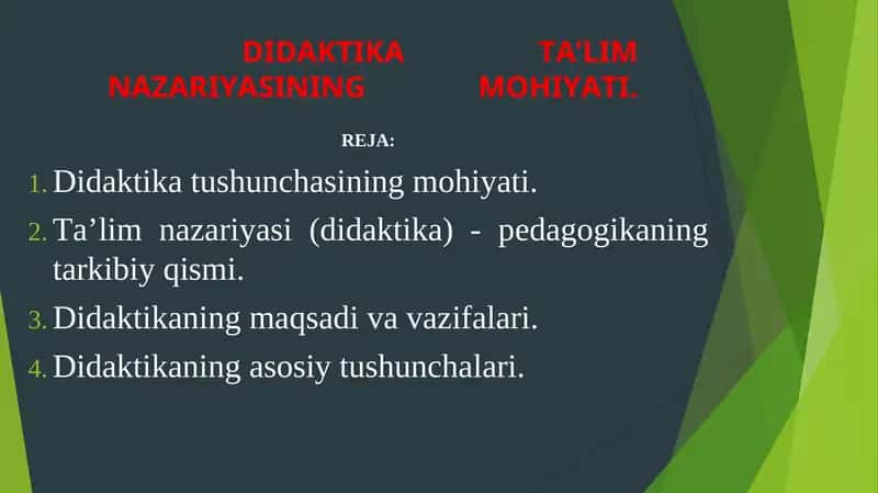 Didaktika Ta’lim Nazariyasi 1