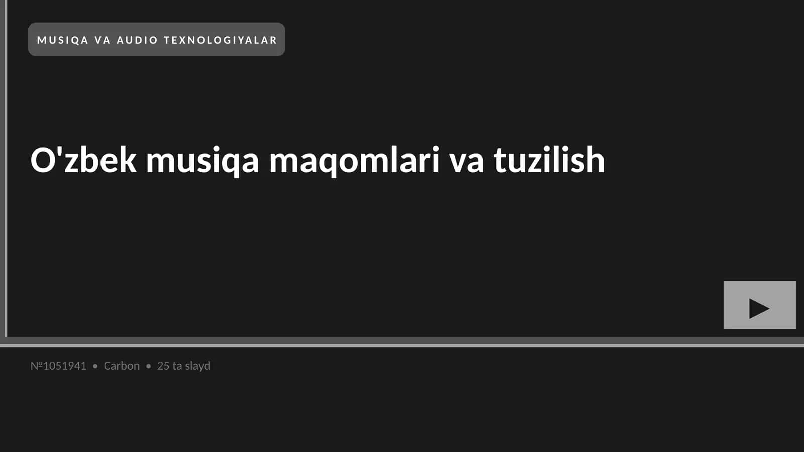 MUSIQA VA AUDIO TEXNOLOGIYALAR 1