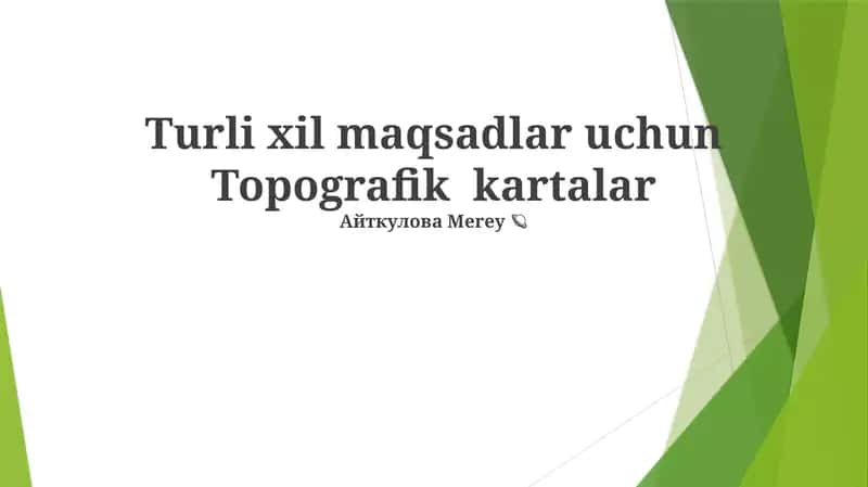 Turli xil maqsadlar uchun Topografik kartalar 1
