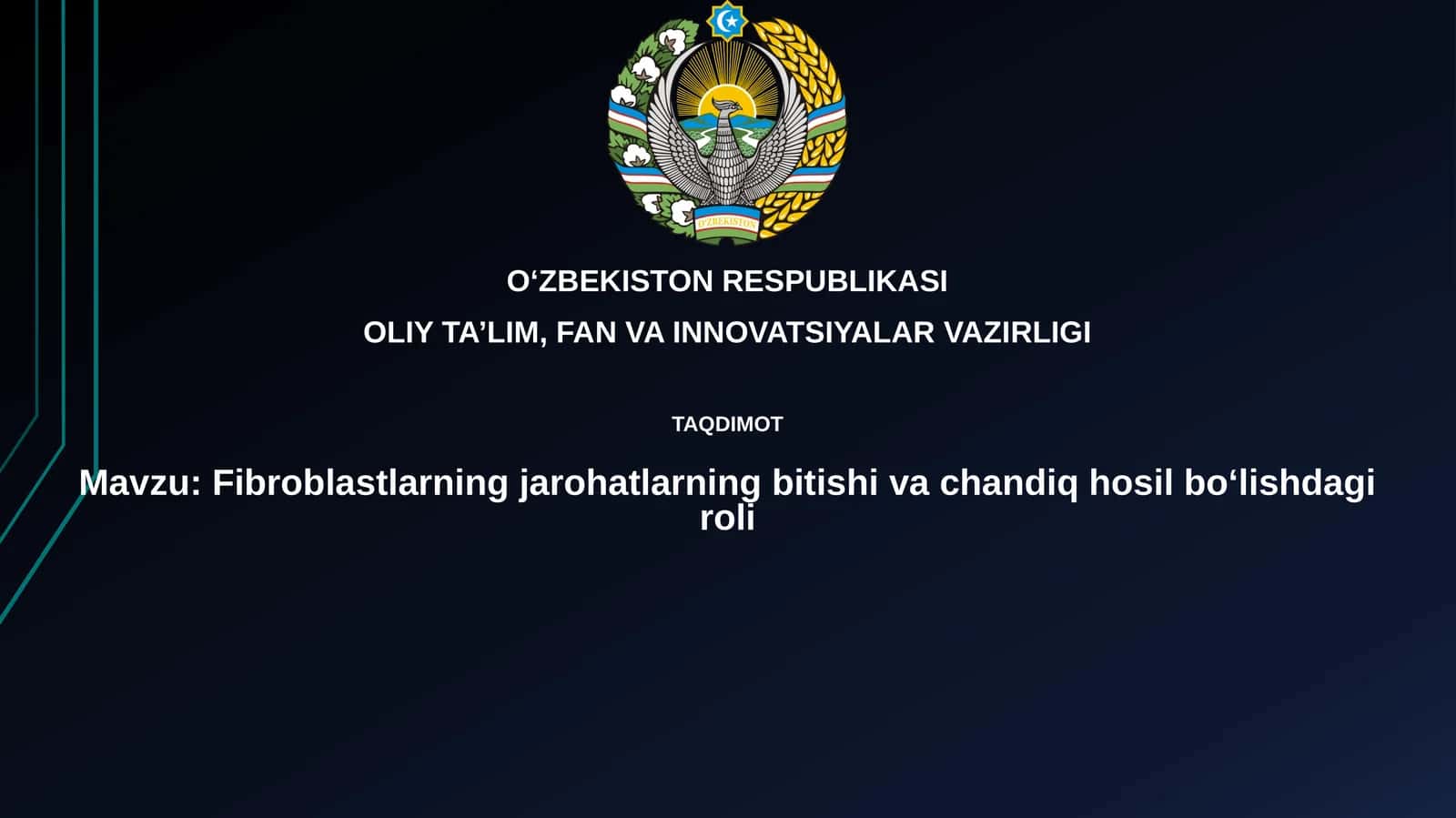 Fibroblastlarning jarohatlarning bitishi va chandiq hosil bo'lishdagi roli 1