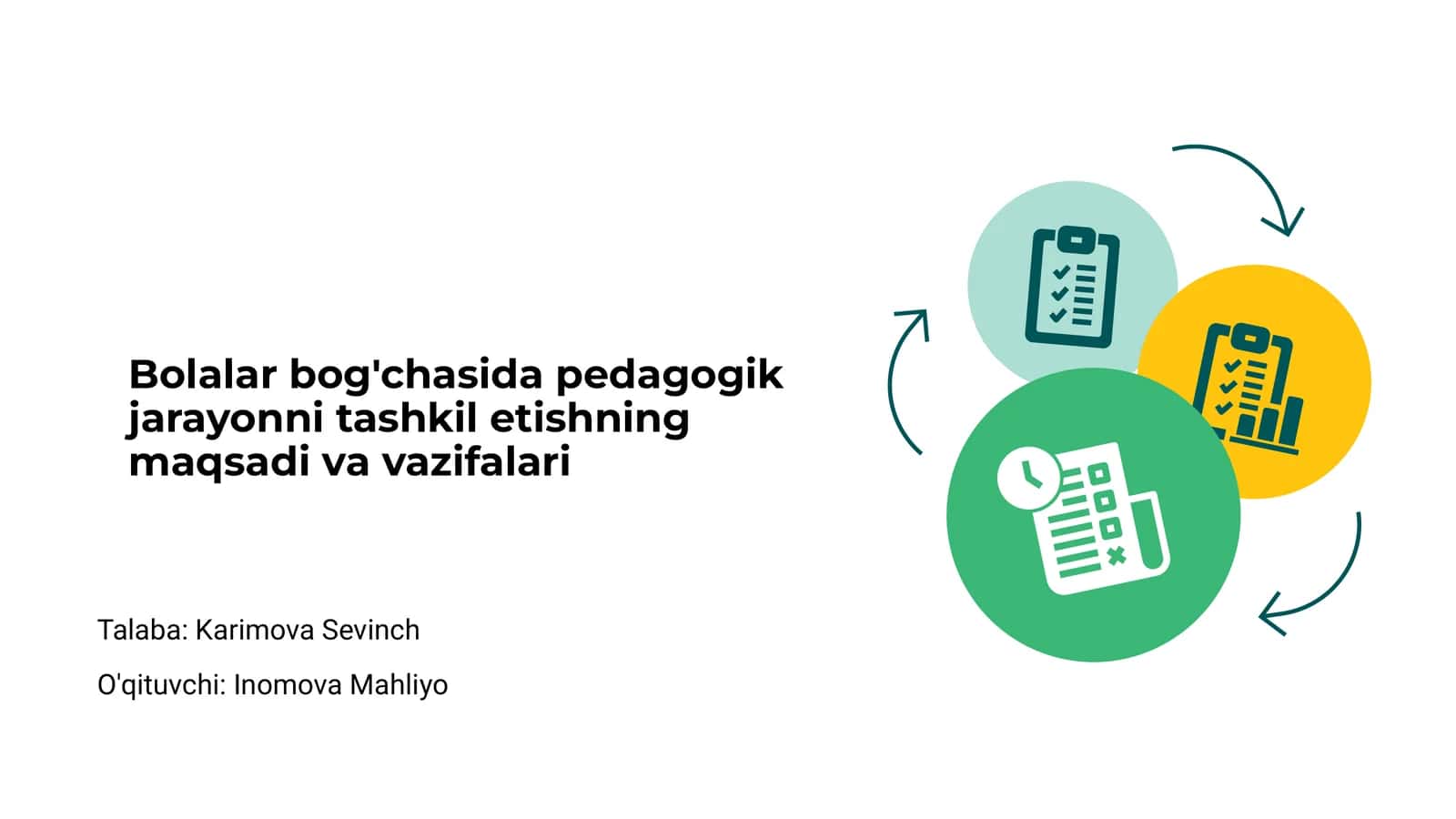 Bolalar bog'chasida pedagogik jarayonni tashkil etishning maqsadi va vazifalari 1
