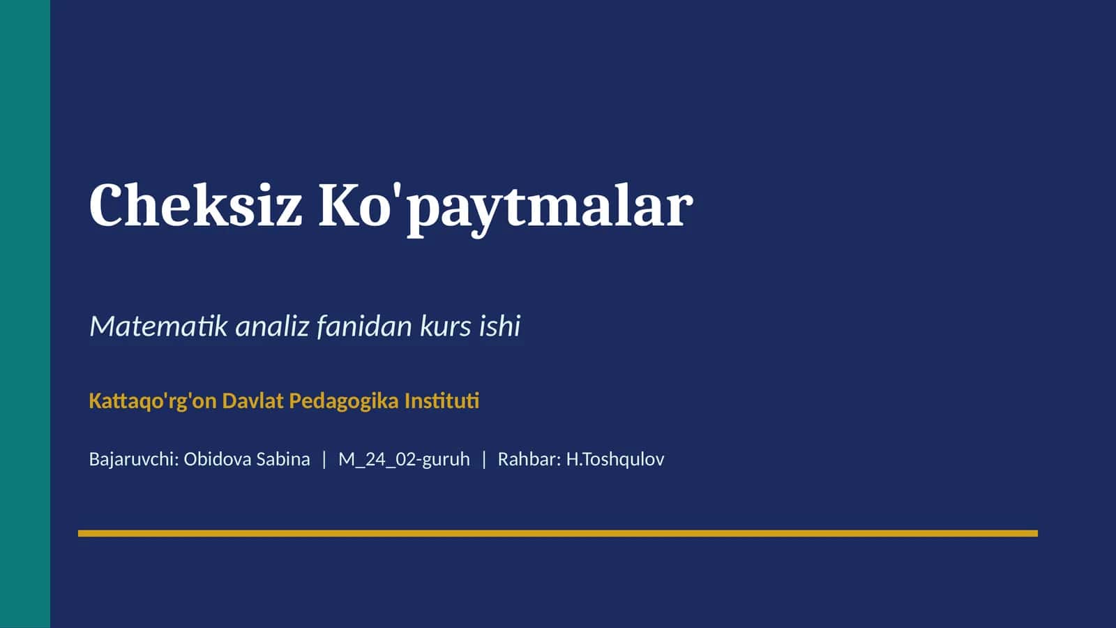 Cheksiz Ko'paytmalar 1