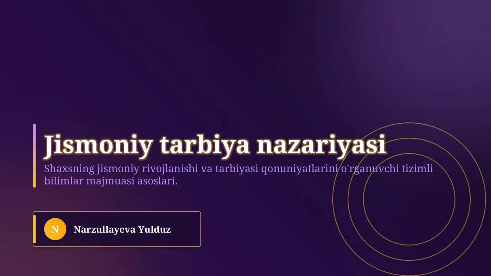 Jismoniy tarbiya nazariyasi 1