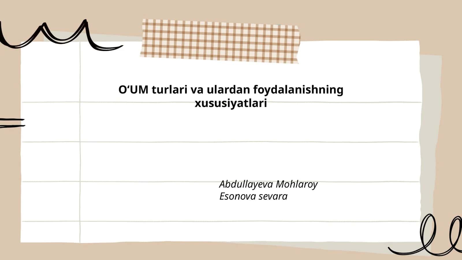 OʻUM turlari va ulardan foydalanishning xususiyatlari 1