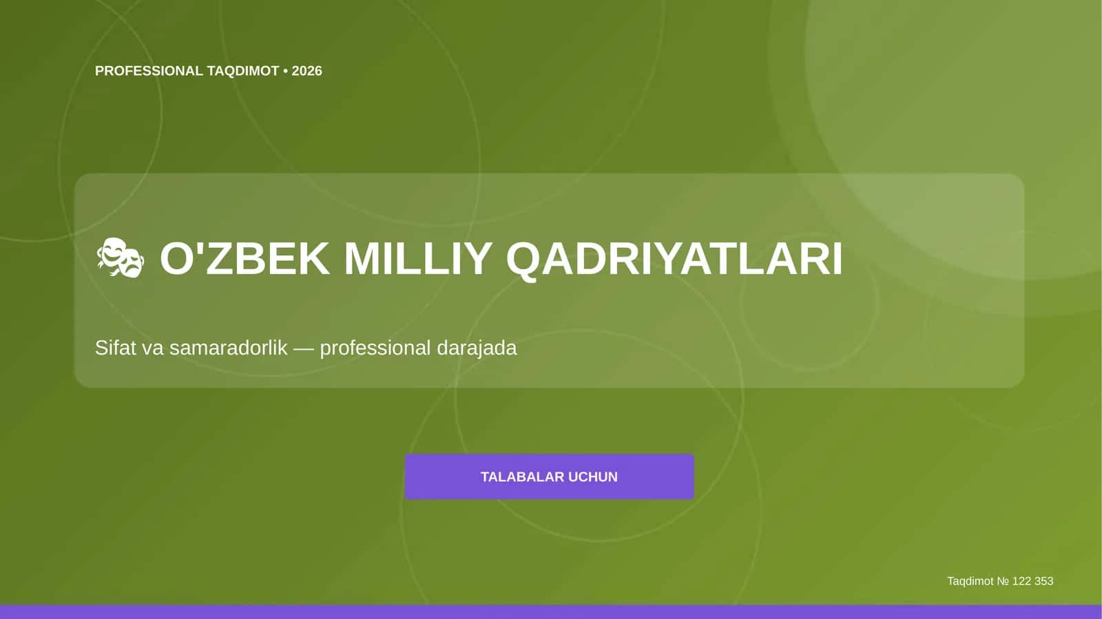 PROFESSIONAL TAQDIMOT • 2026 1