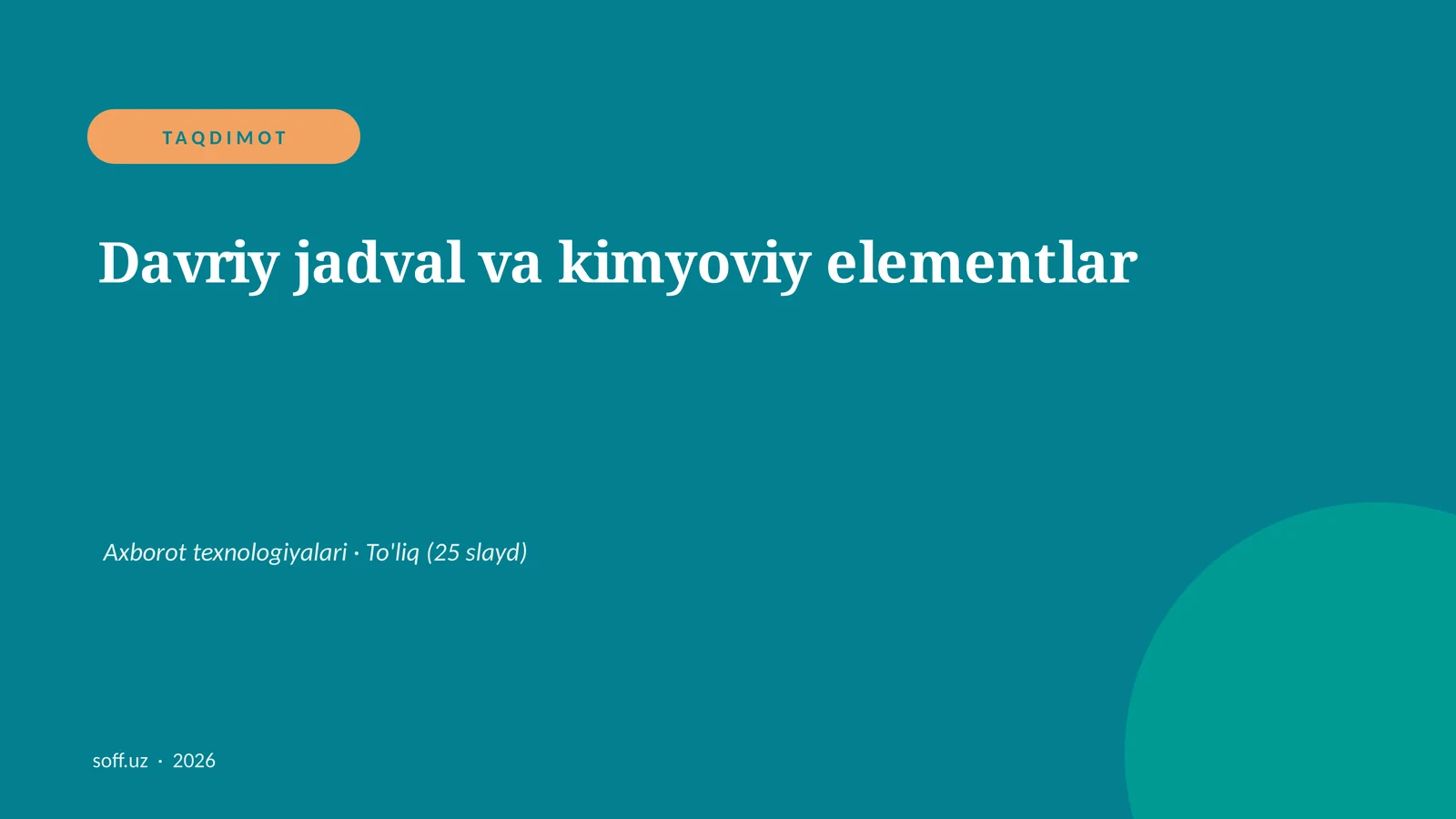 Davriy jadval va kimyoviy elementlar 1