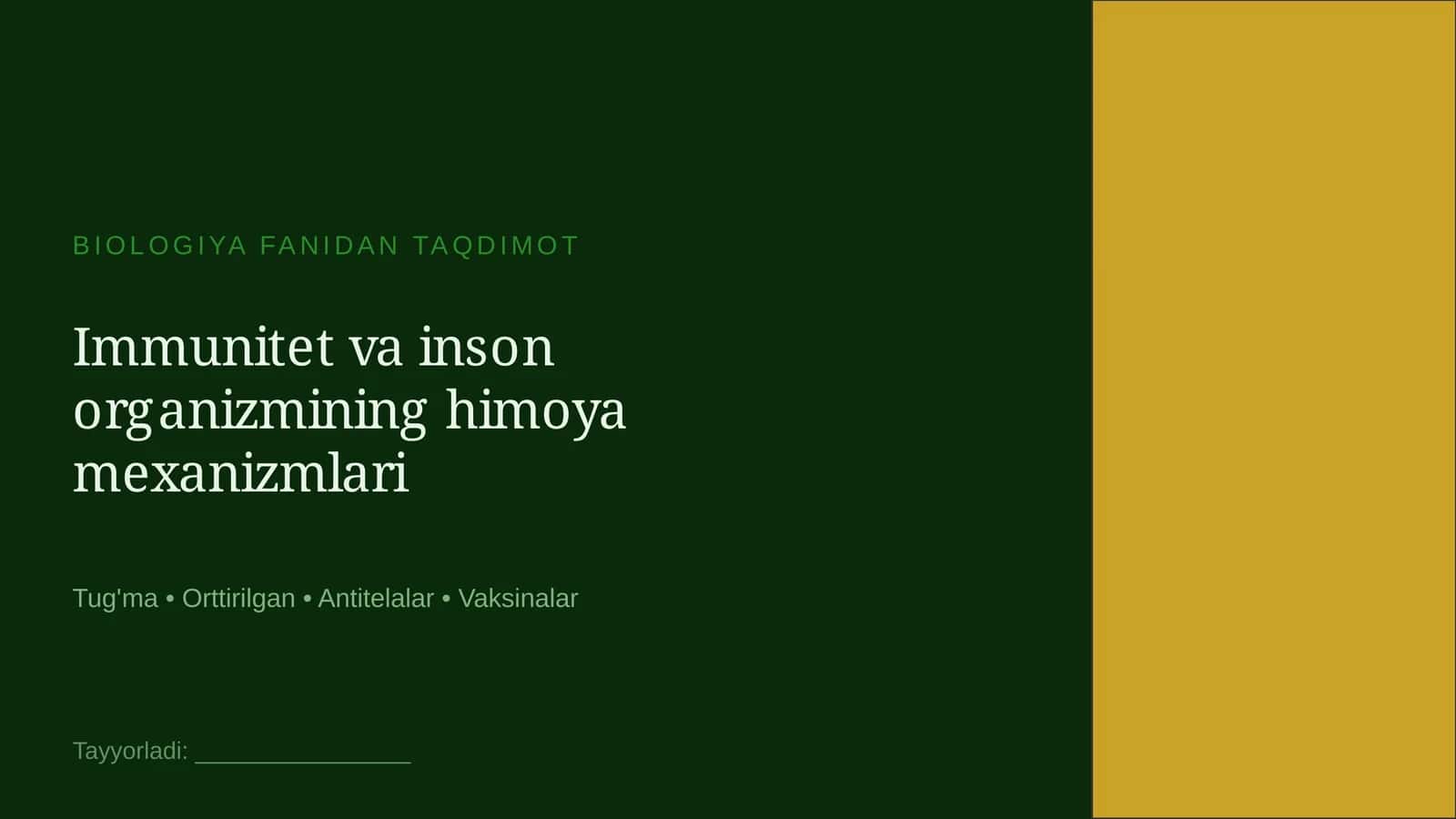 Immunitet va inson organizmining himoya mexanizmlari 1