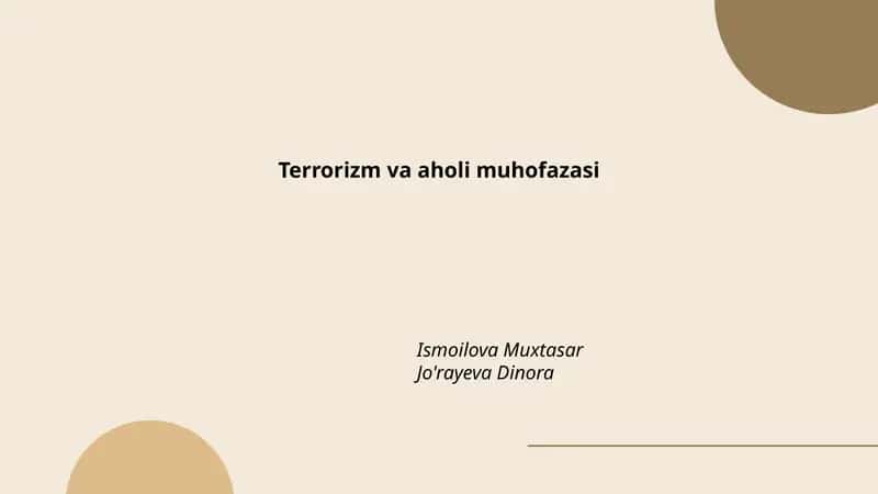 Terrorizm va aholi muhofazasi 1