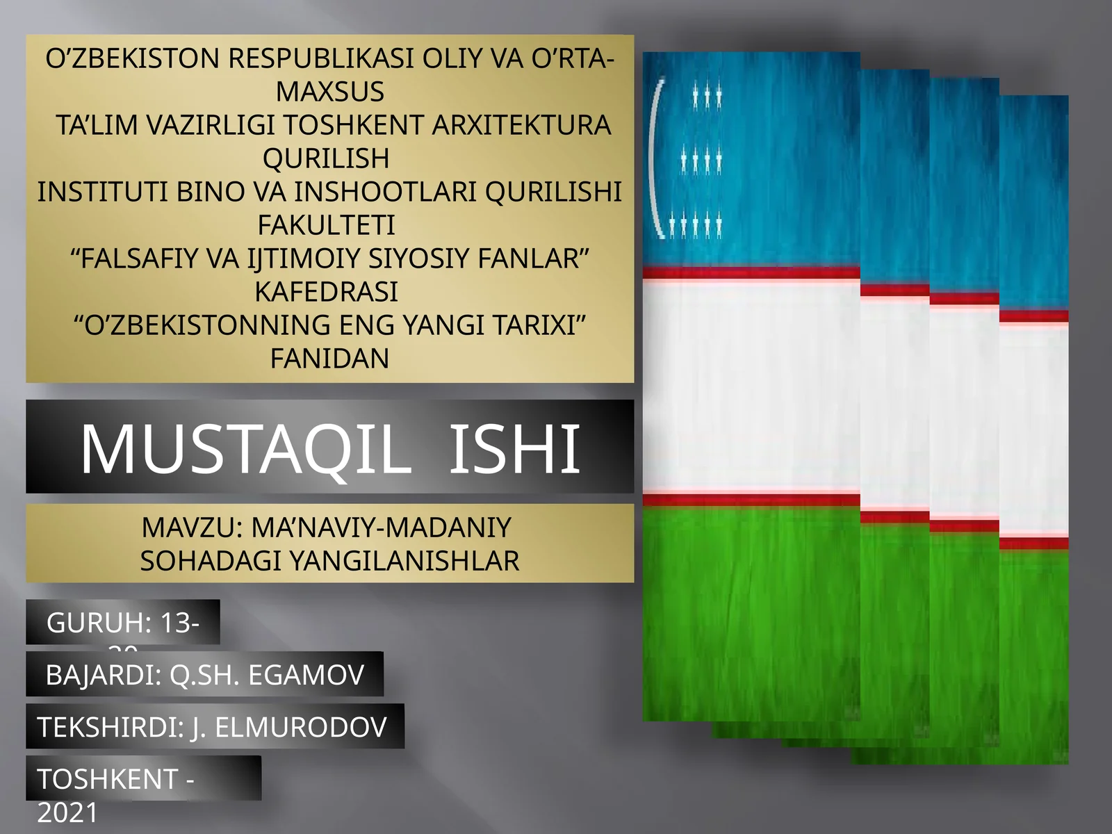O’ZBEKISTONNING ENG YANGI TARIXI 1
