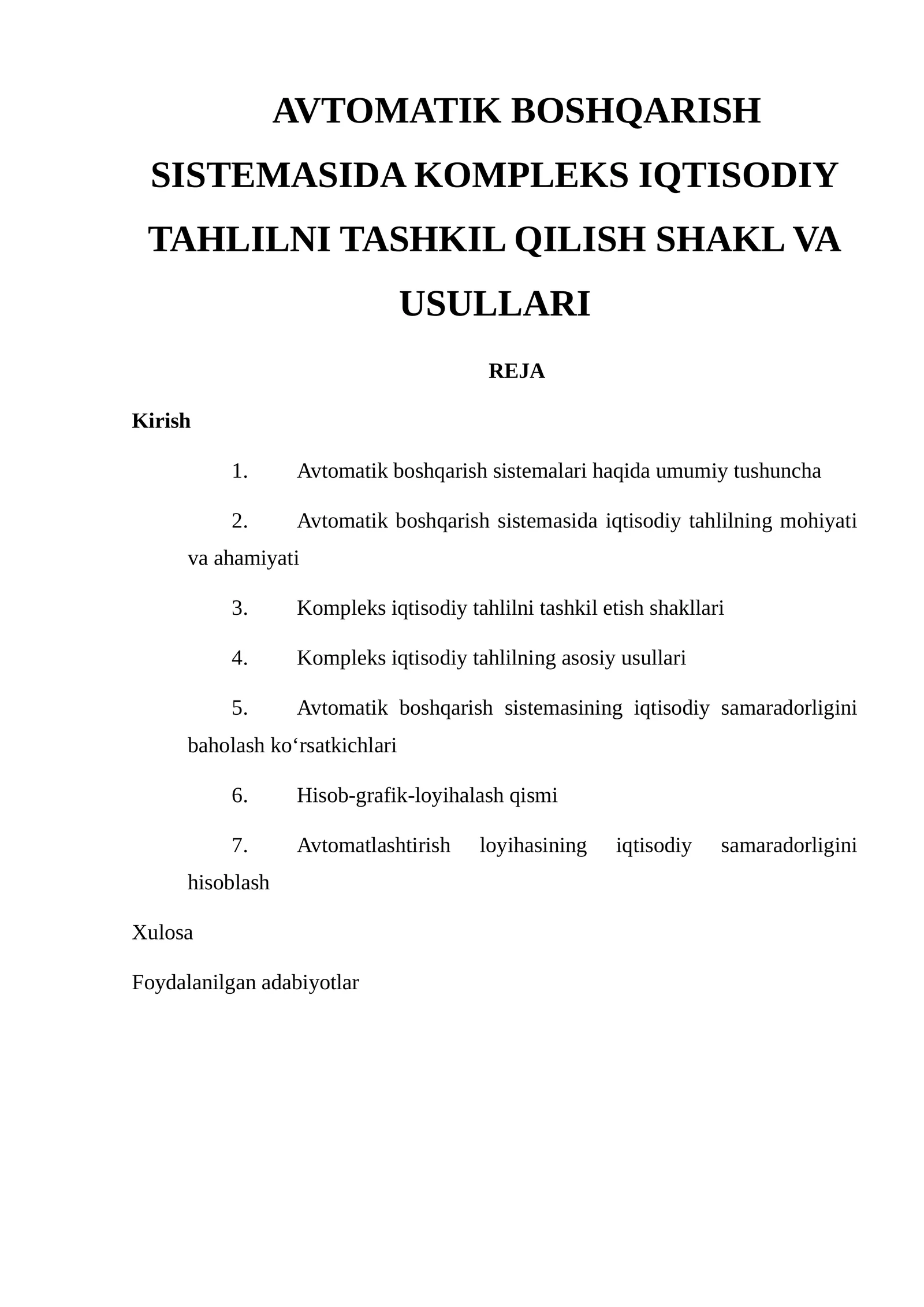 Kompleks iqtisodiy tahlilni tashkil etish shakllari va usullari 1