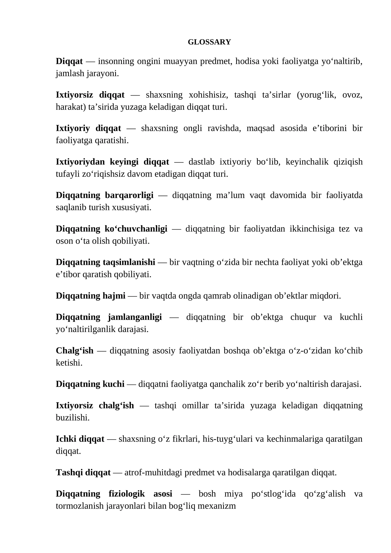 Diqqat turlari 1