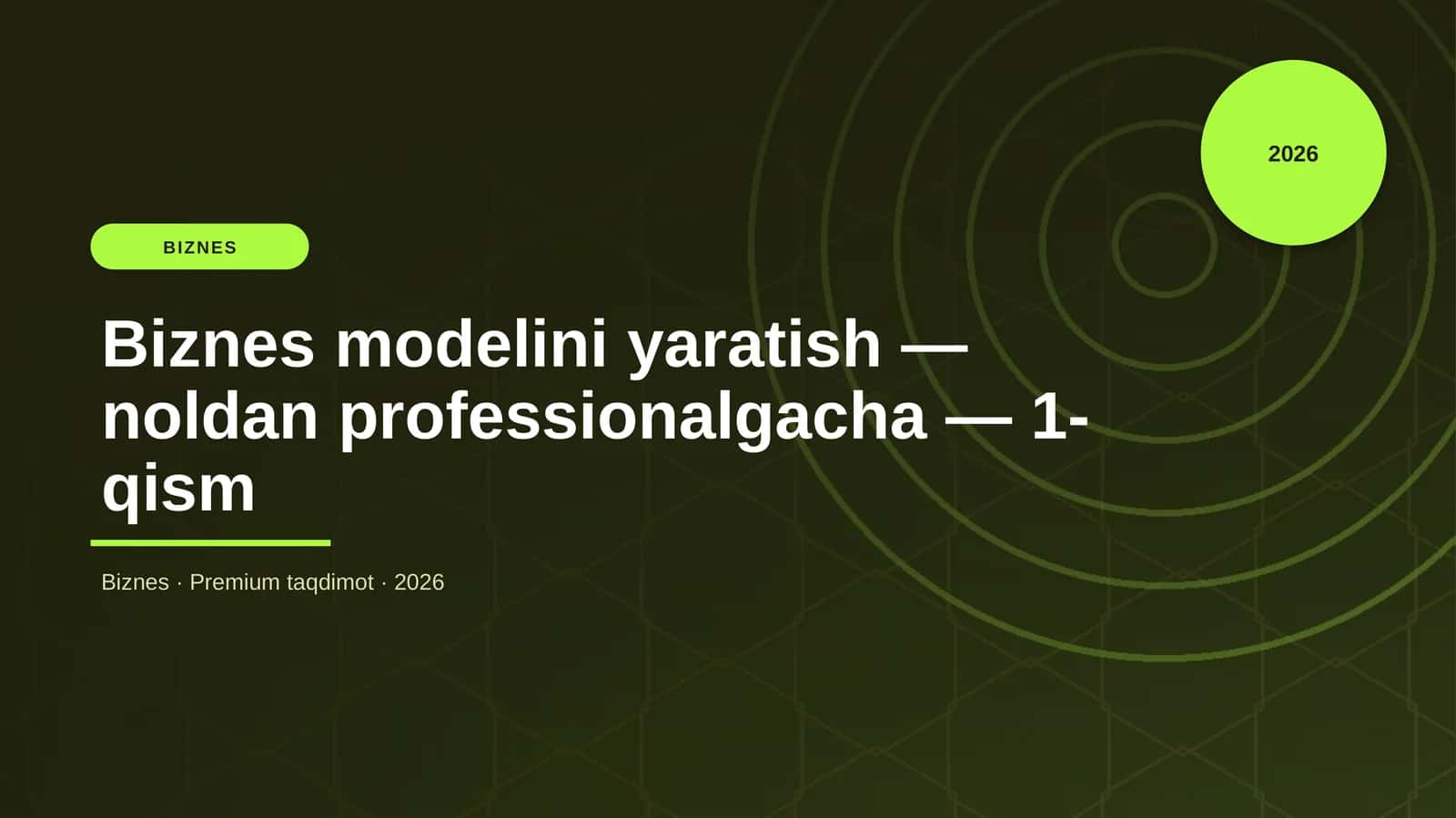 Biznes modelini yaratish — noldan professionalgacha — 1-qism 1