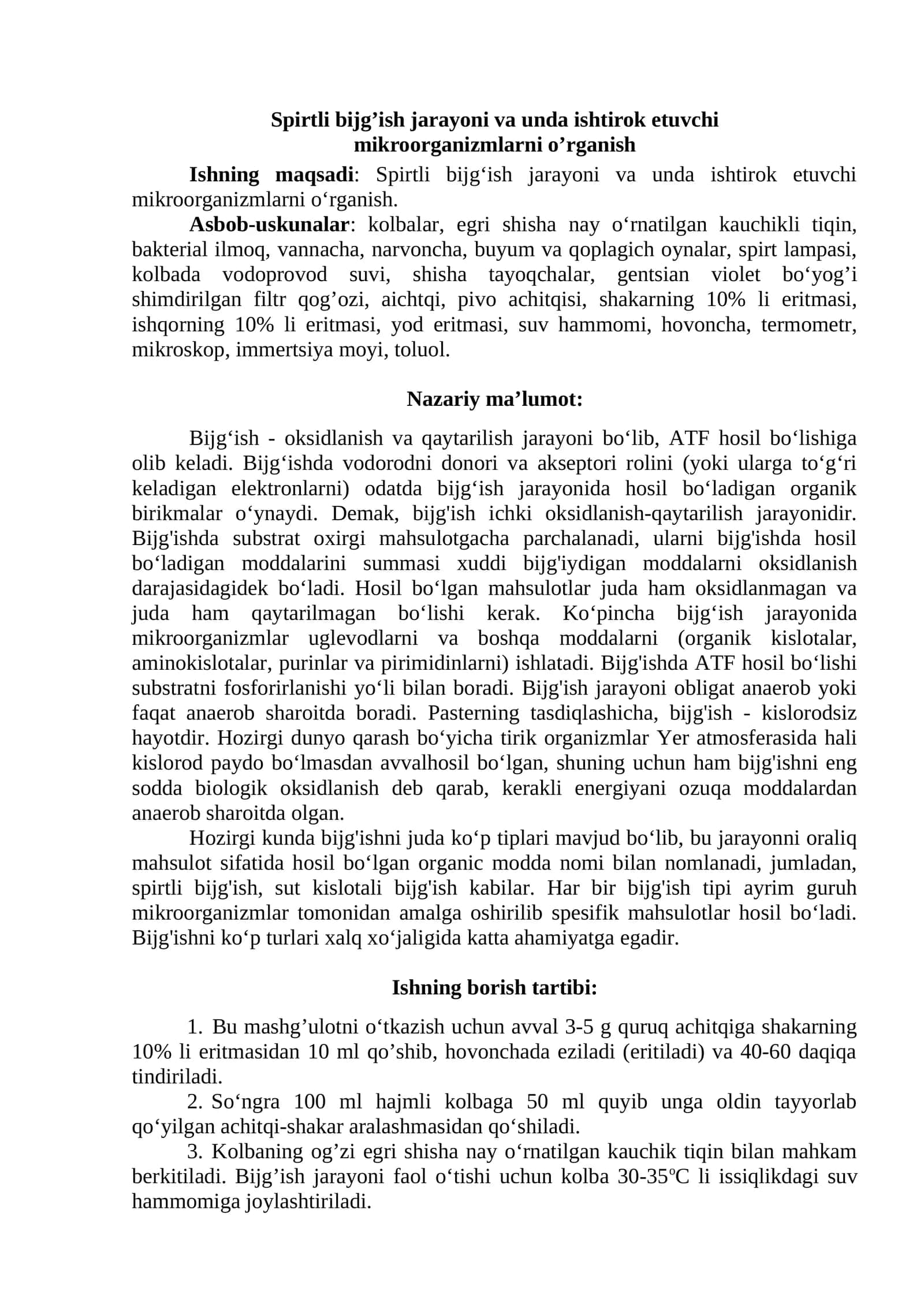 Mikroorganizmlarni o’rganish 1