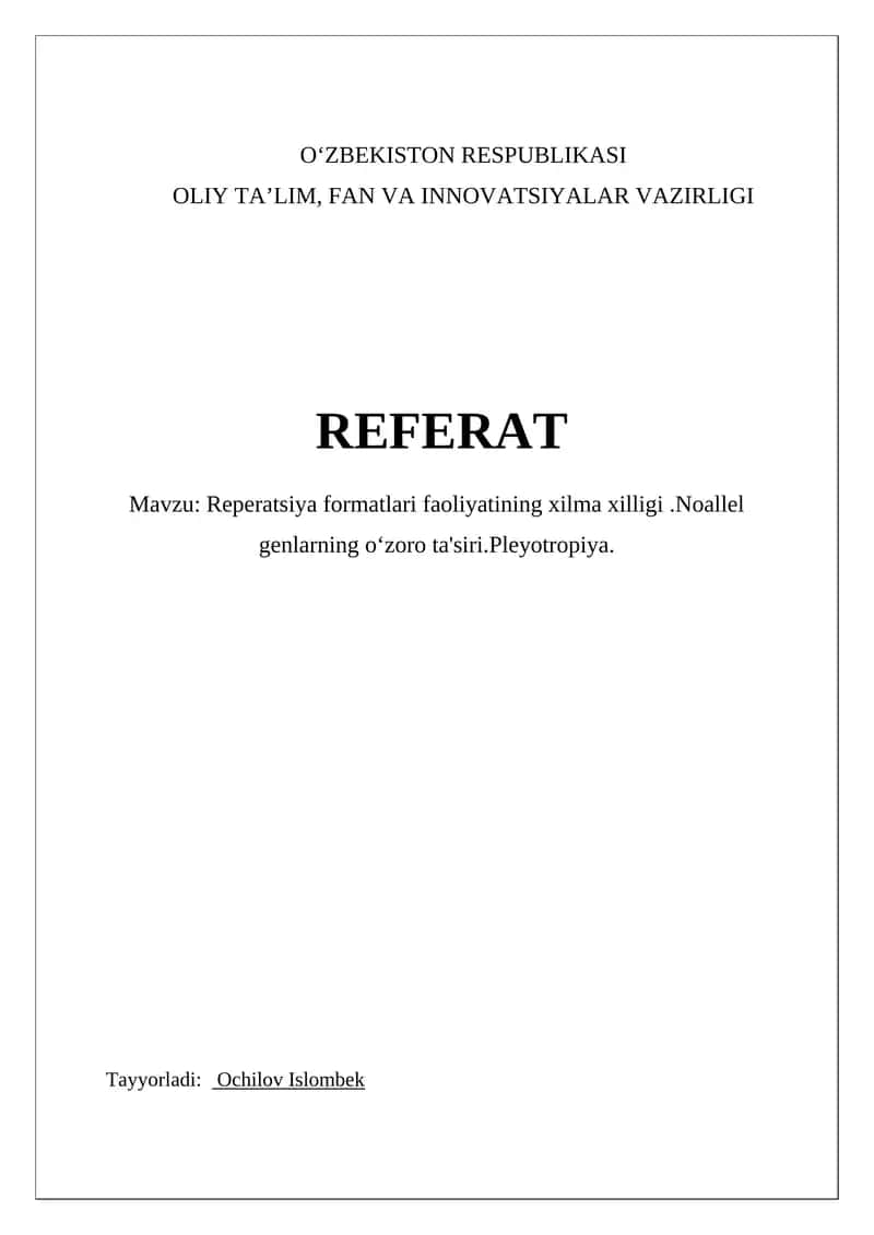 Reperatsiya formatlari faoliyatining xilma xilligi 1