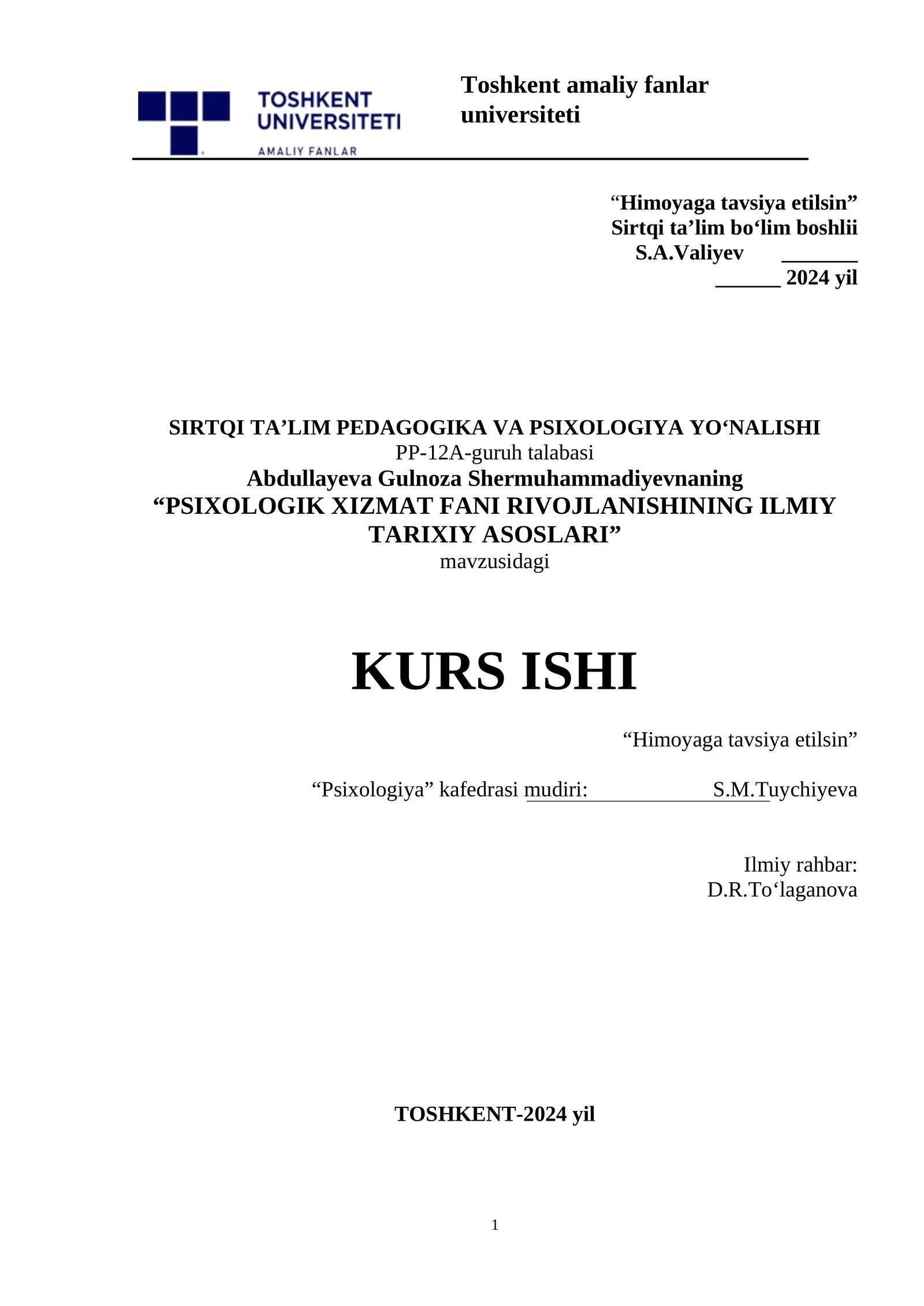 Psixologik xizmat fani rivojlanishining ilmiy tarixiy asoslari 1