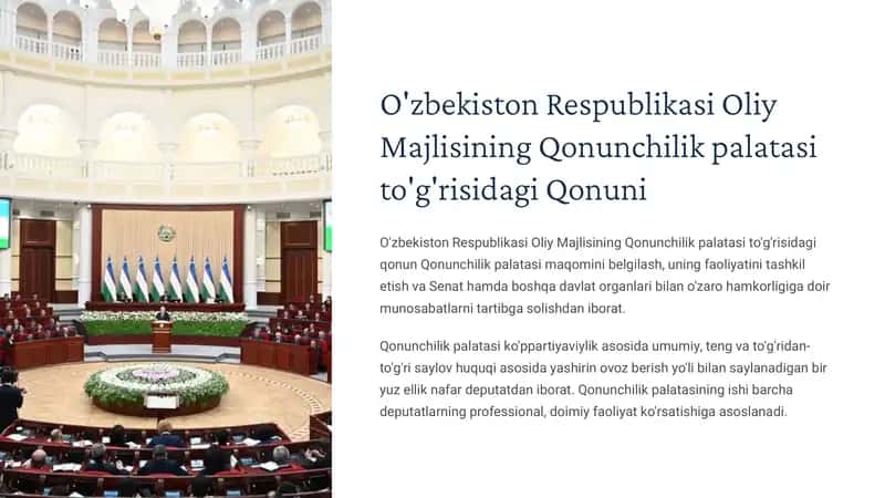 O'zbekiston Respublikasi Oliy Majlisining Qonunchilik palatasito'g'risidagi Qonuni 1