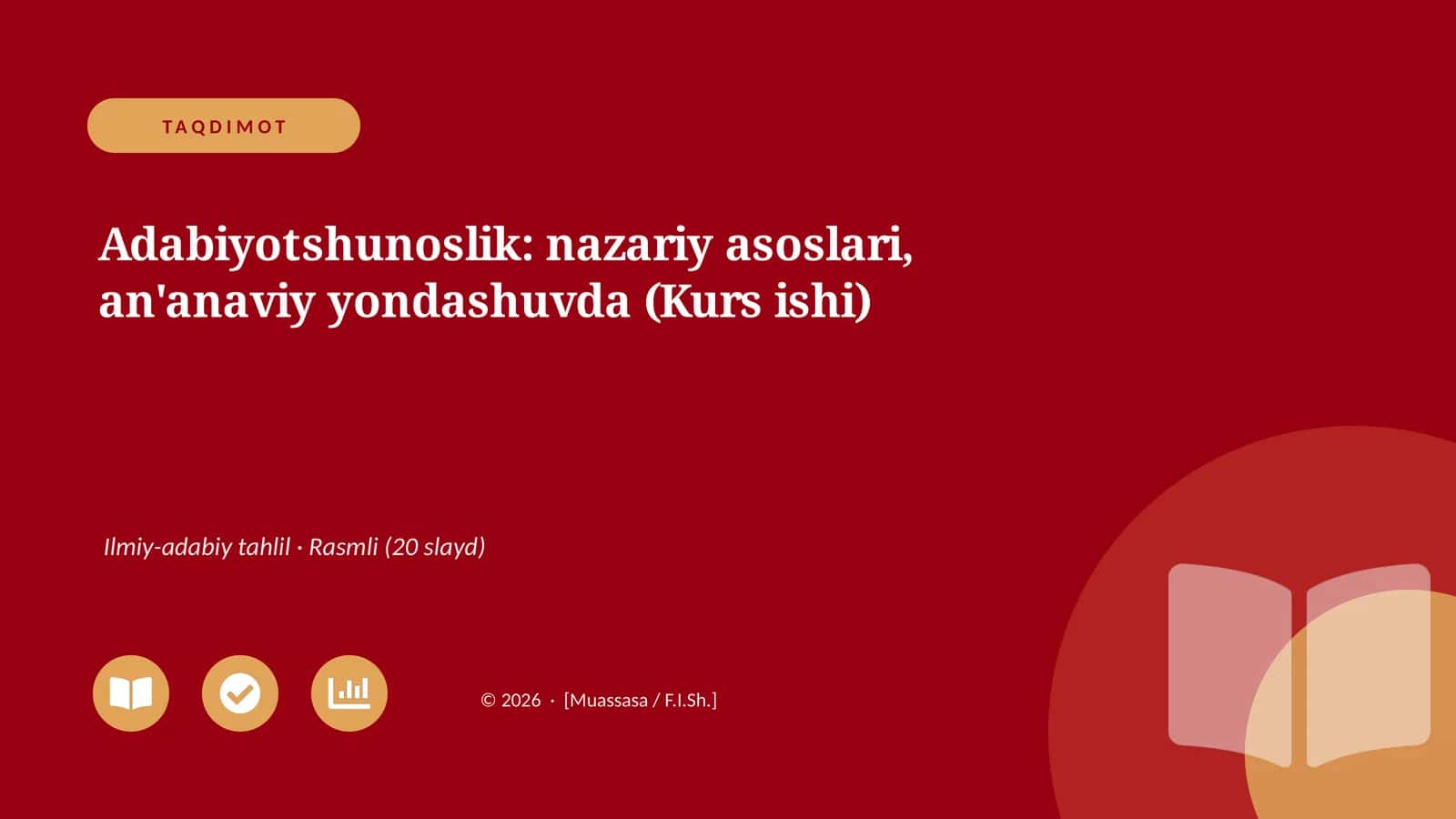 Adabiyotshunoslik: nazariy asoslari, an'anaviy yondashuvda (Kurs ishi) 1