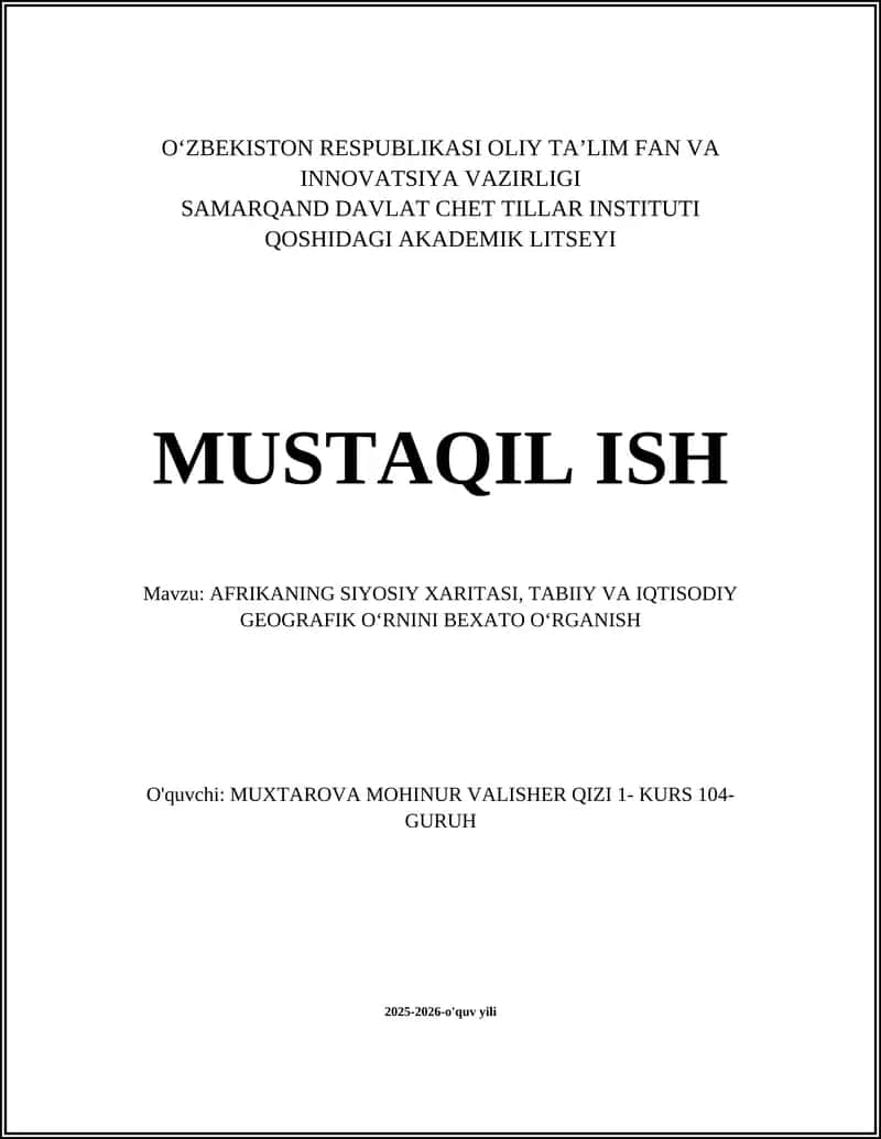 AFRIKANING SIYOSIY XARITASI 1
