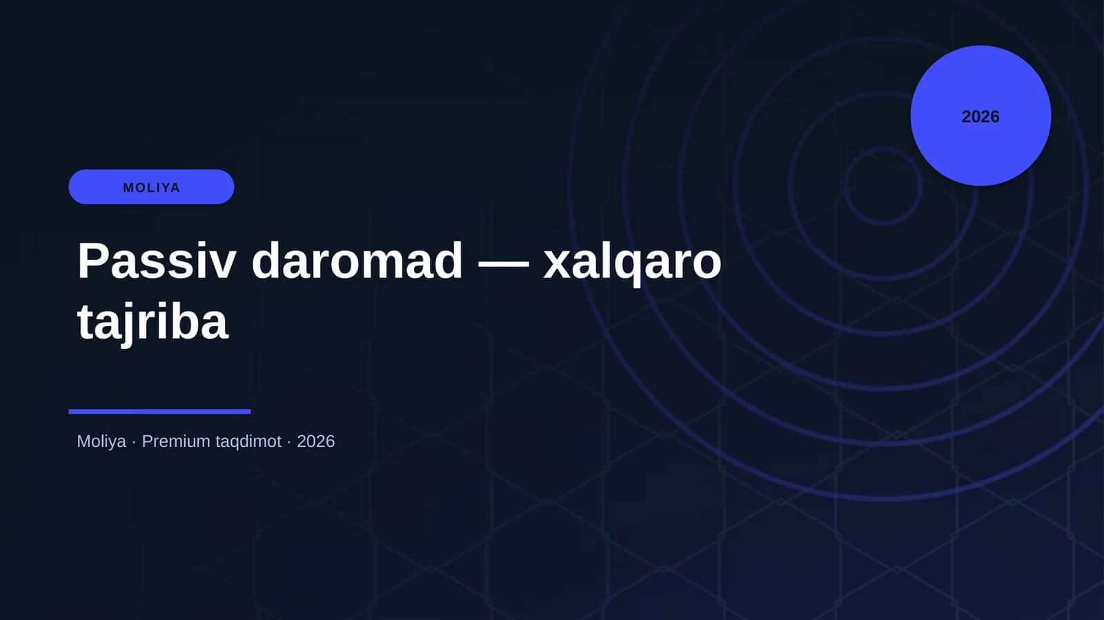 Passiv daromad — xalqaro tajriba 1