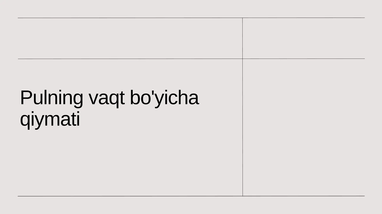 Pulning vaqt bo'yicha qiymati 1