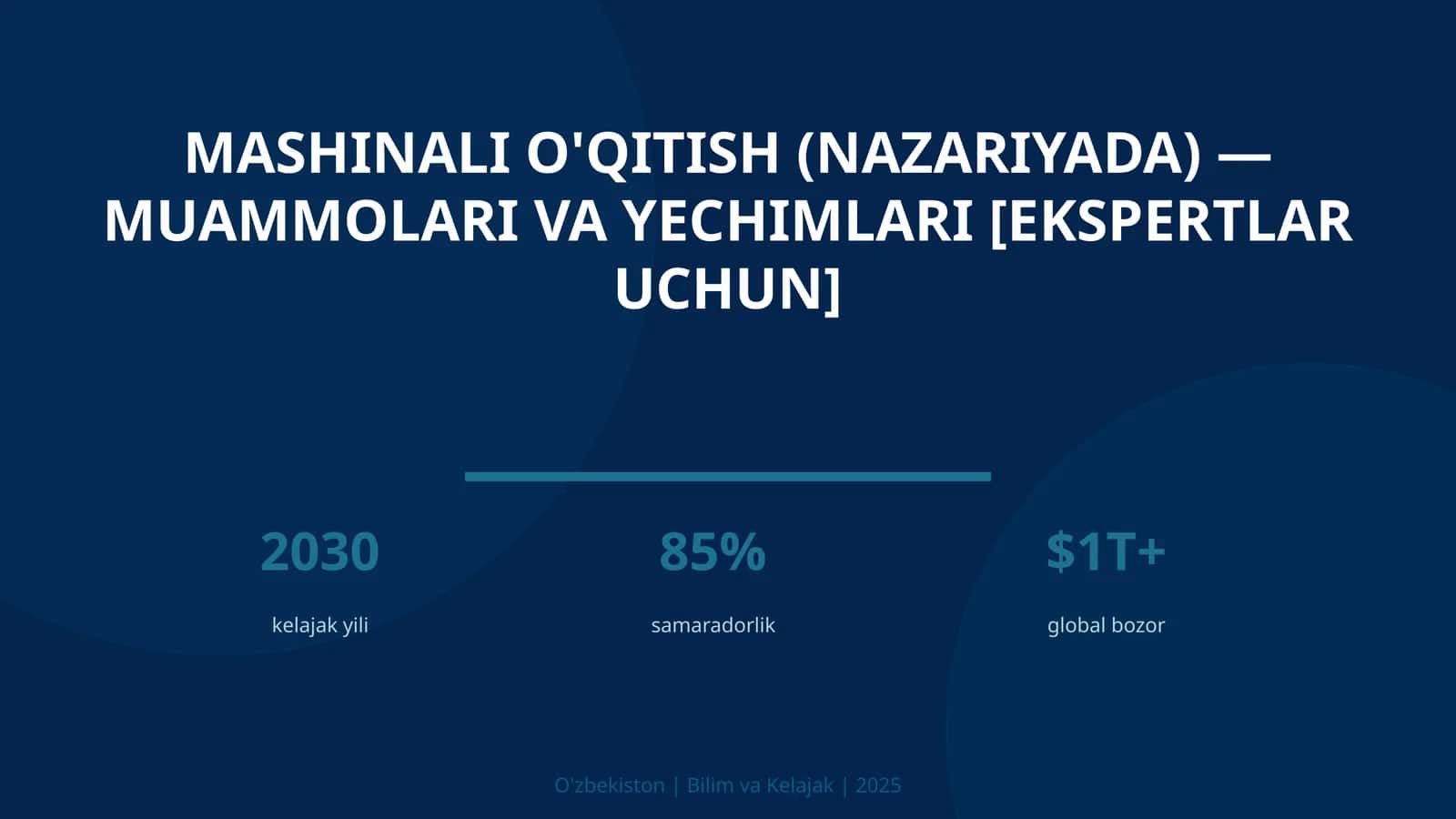 Mashinali o'qitish (nazariyada) — muammolari va yechimlari [ekspertlar uchun] 1