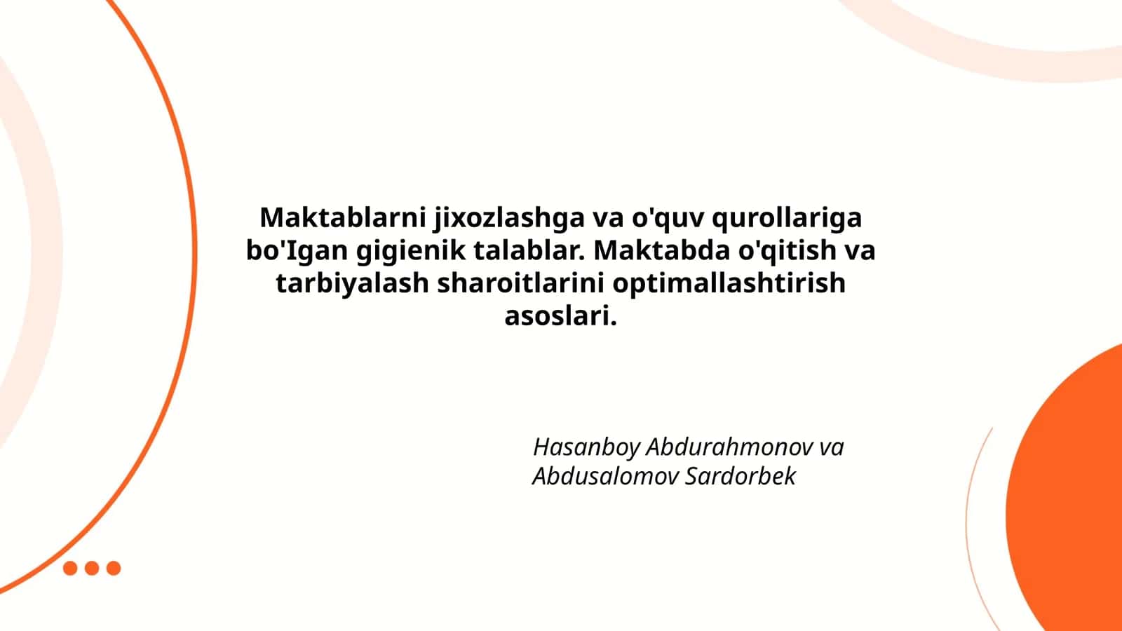 Maktablarni jixozlashga va o'quv qurollariga bo'Igan gigienik talablar 1