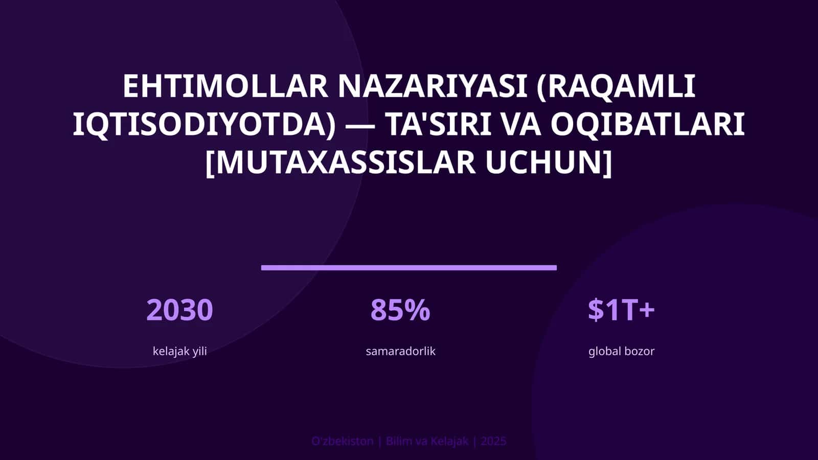 Ehtimollar Nazariyasi (Raqamli Iqtisodiyotda) - Ta'siri va Oqibatlari [Mutaxassisslar Uchun] 1