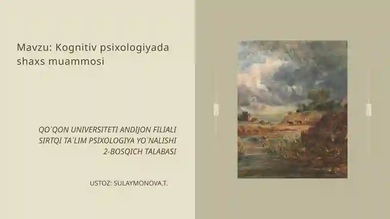 Kognitiv psixologiyada shaxs muammosi