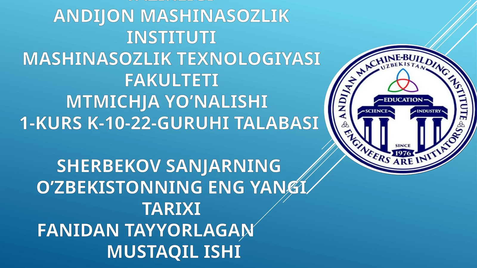 O'zbekistonning eng yangi tarixi 1